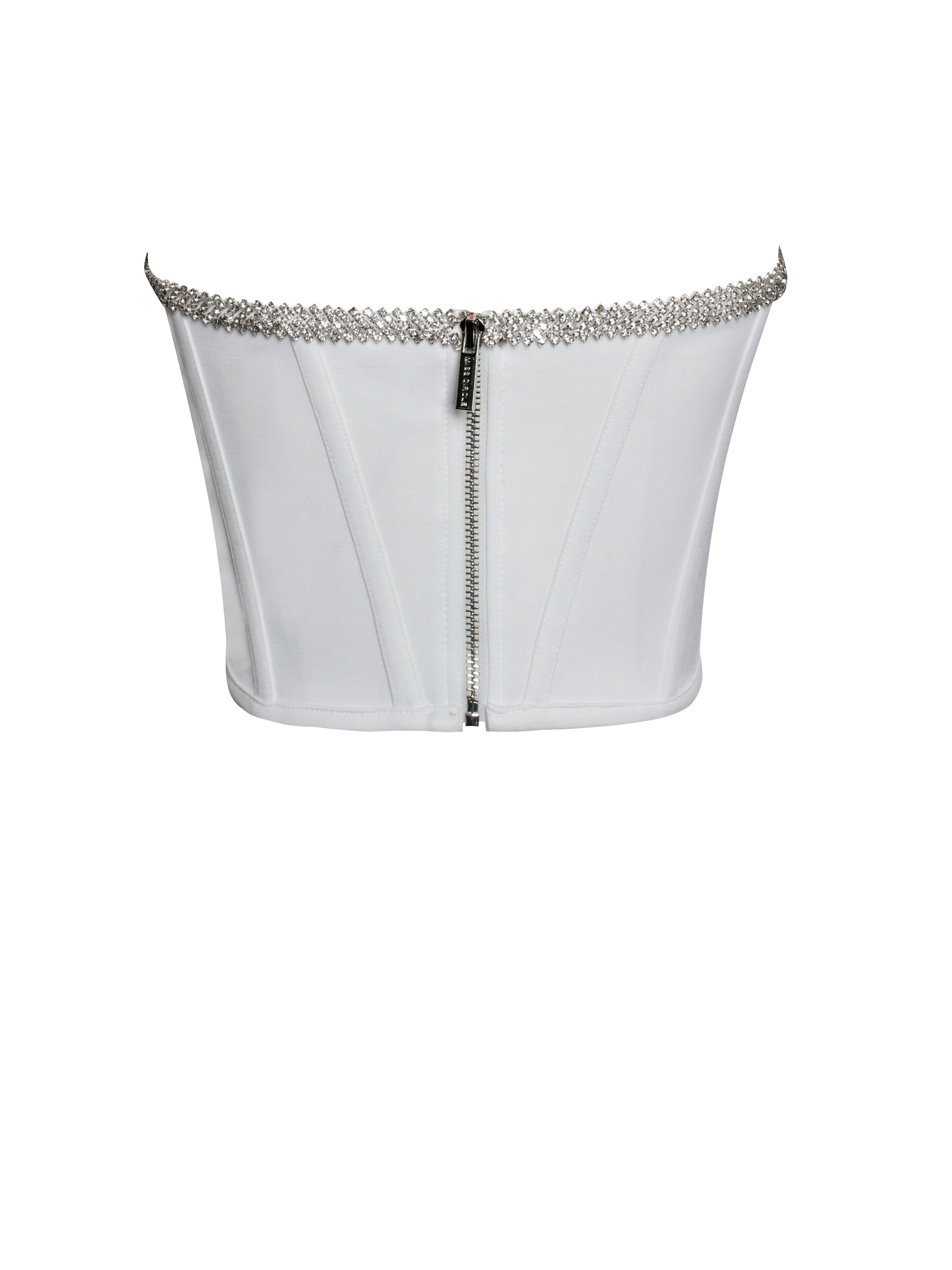 Melanie White Corset Top With Crystal Trim