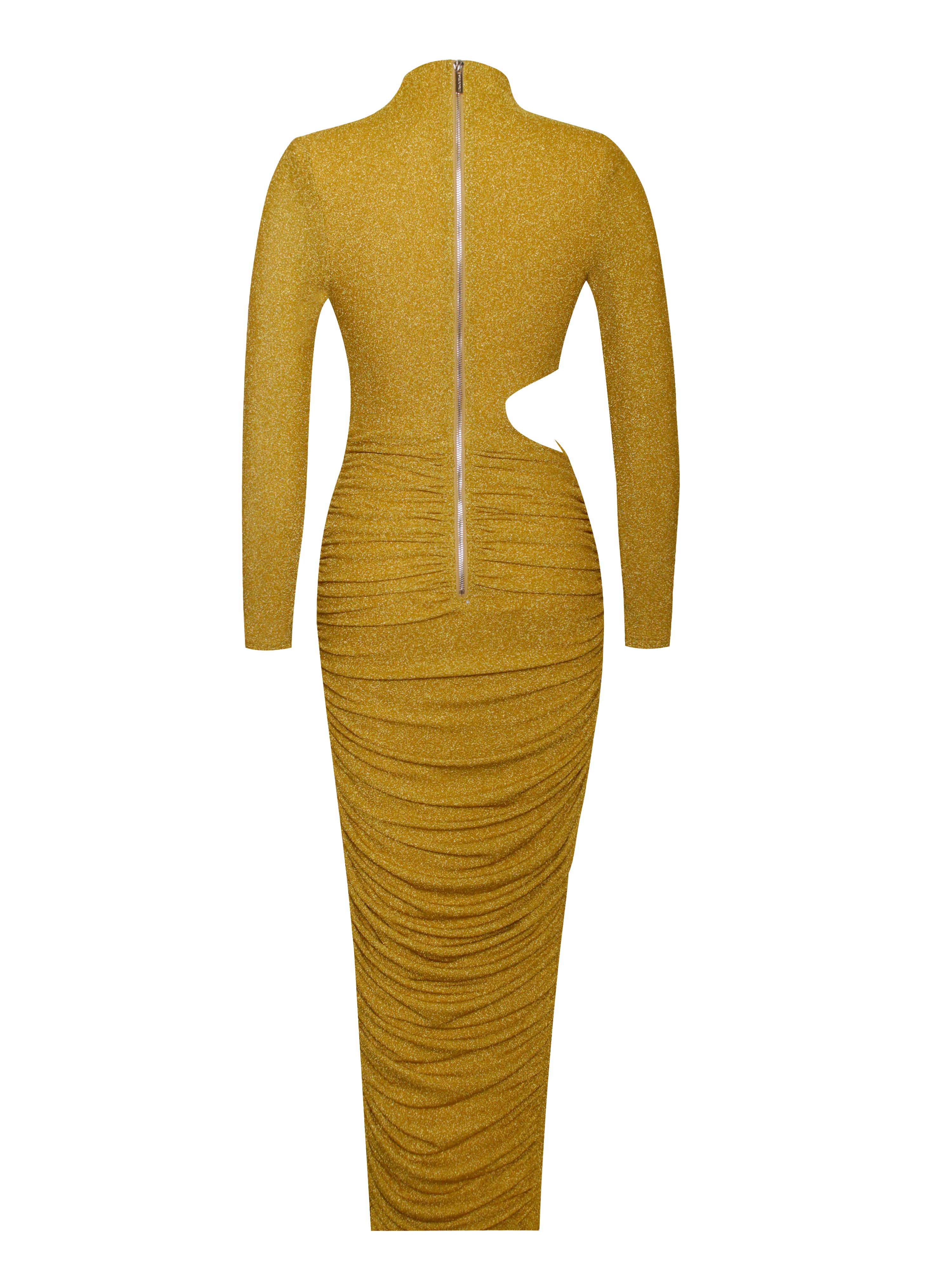 Payson Gold Long Sleeve Metallic Jersey Cutout Dress - XXS / US 0 Payson Gold Long Sleeve Metallic Jersey Cutout Dress - XXS / US 0