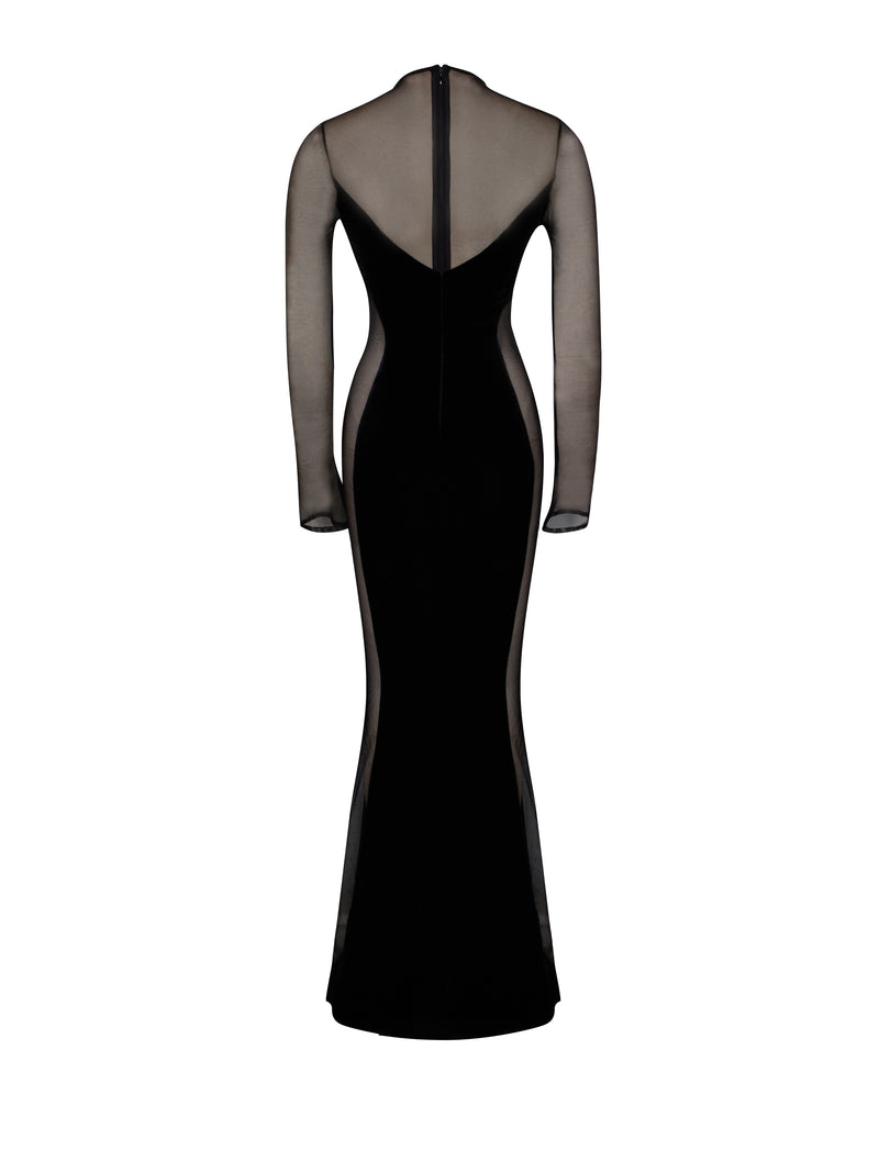 Zenaida Black Cutout High Slit Velvet Gown – Miss Circle