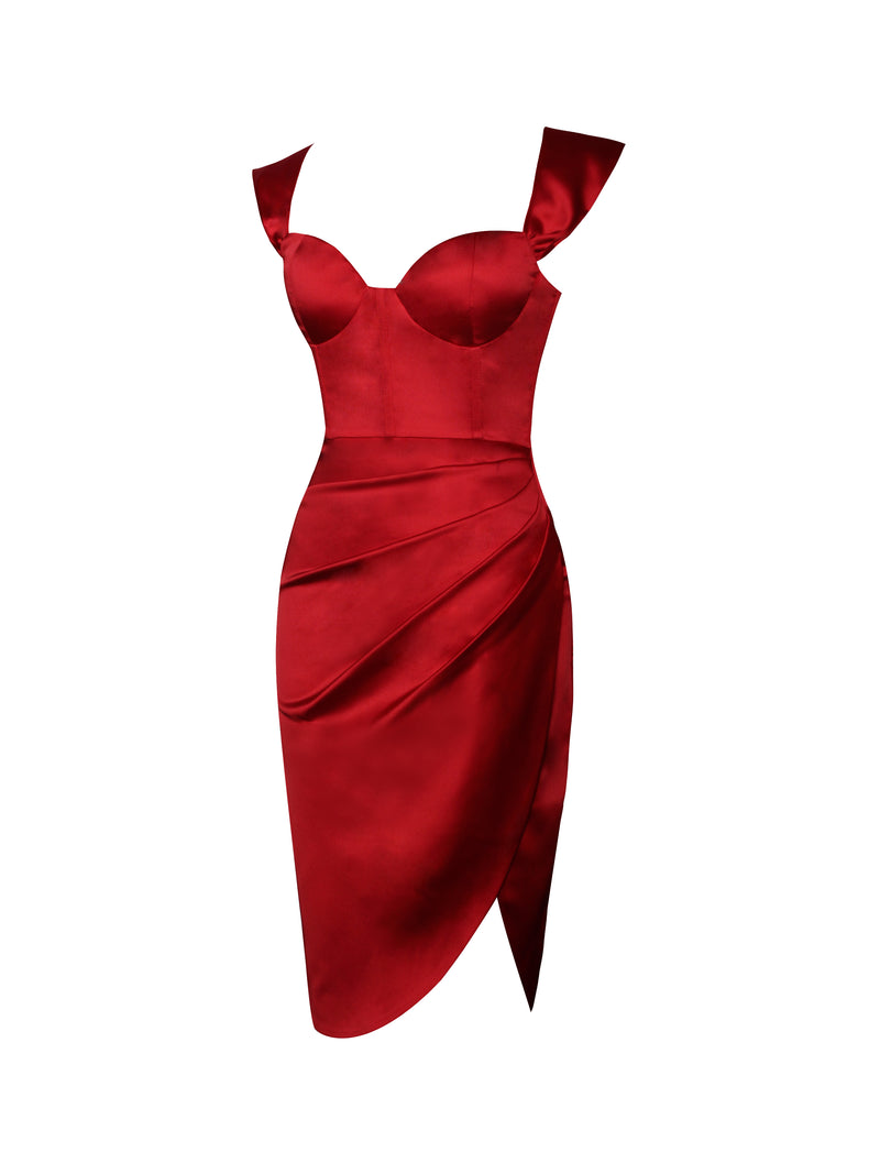 Hedy Red Satin Corset Dress