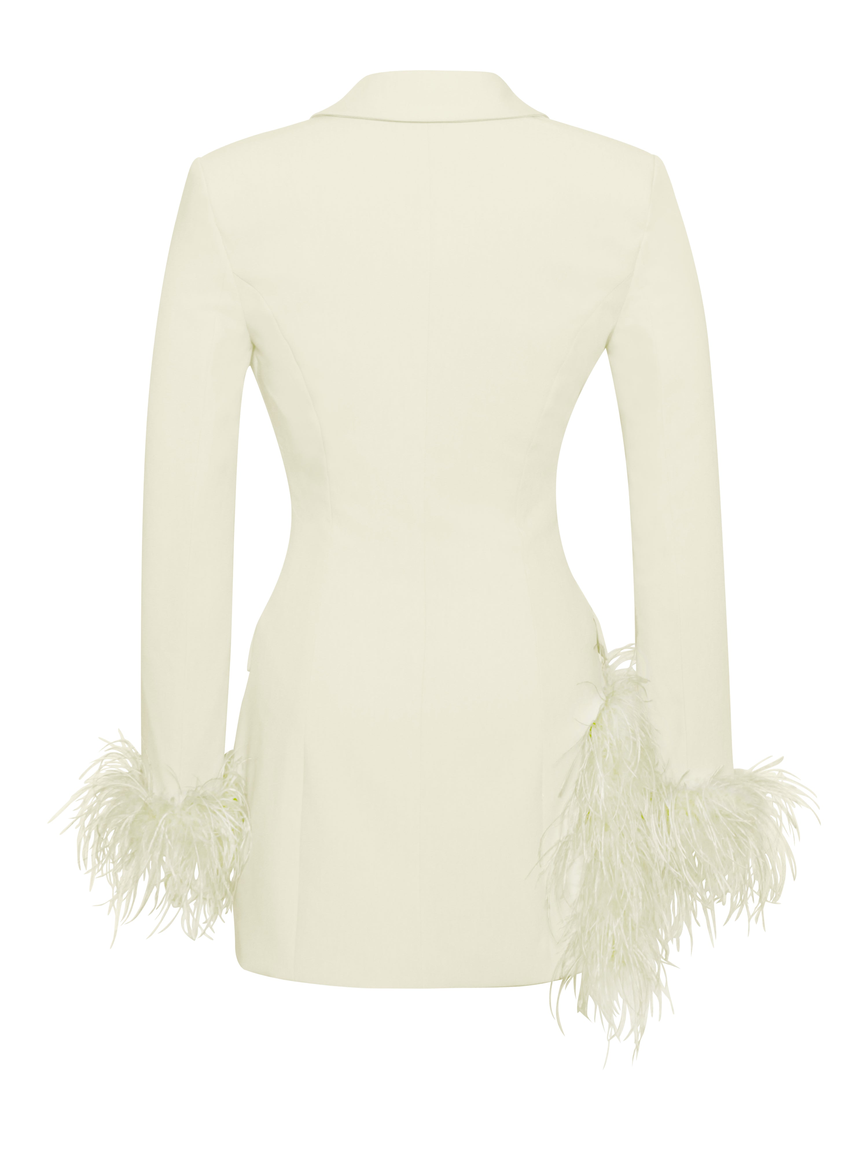 Madeline Pearl White Feather Trim Blazer Dress