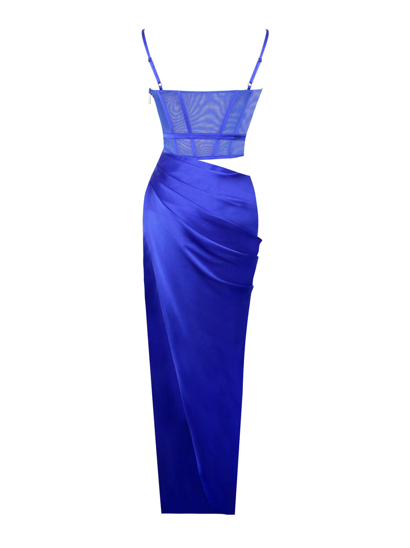 Addison Royal Blue Corset Cutout Satin Gown