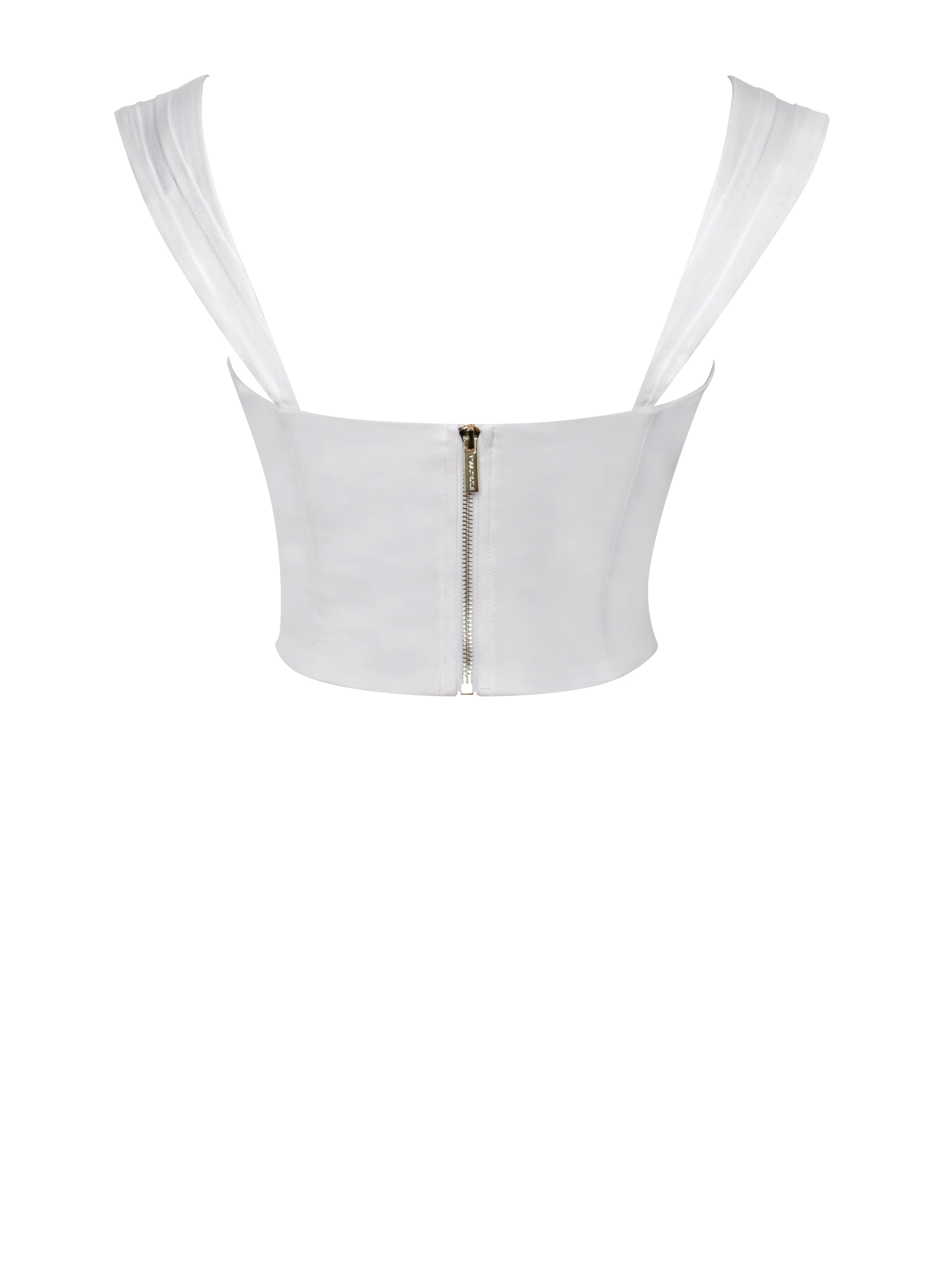 Everly White Lace Satin Corset Top