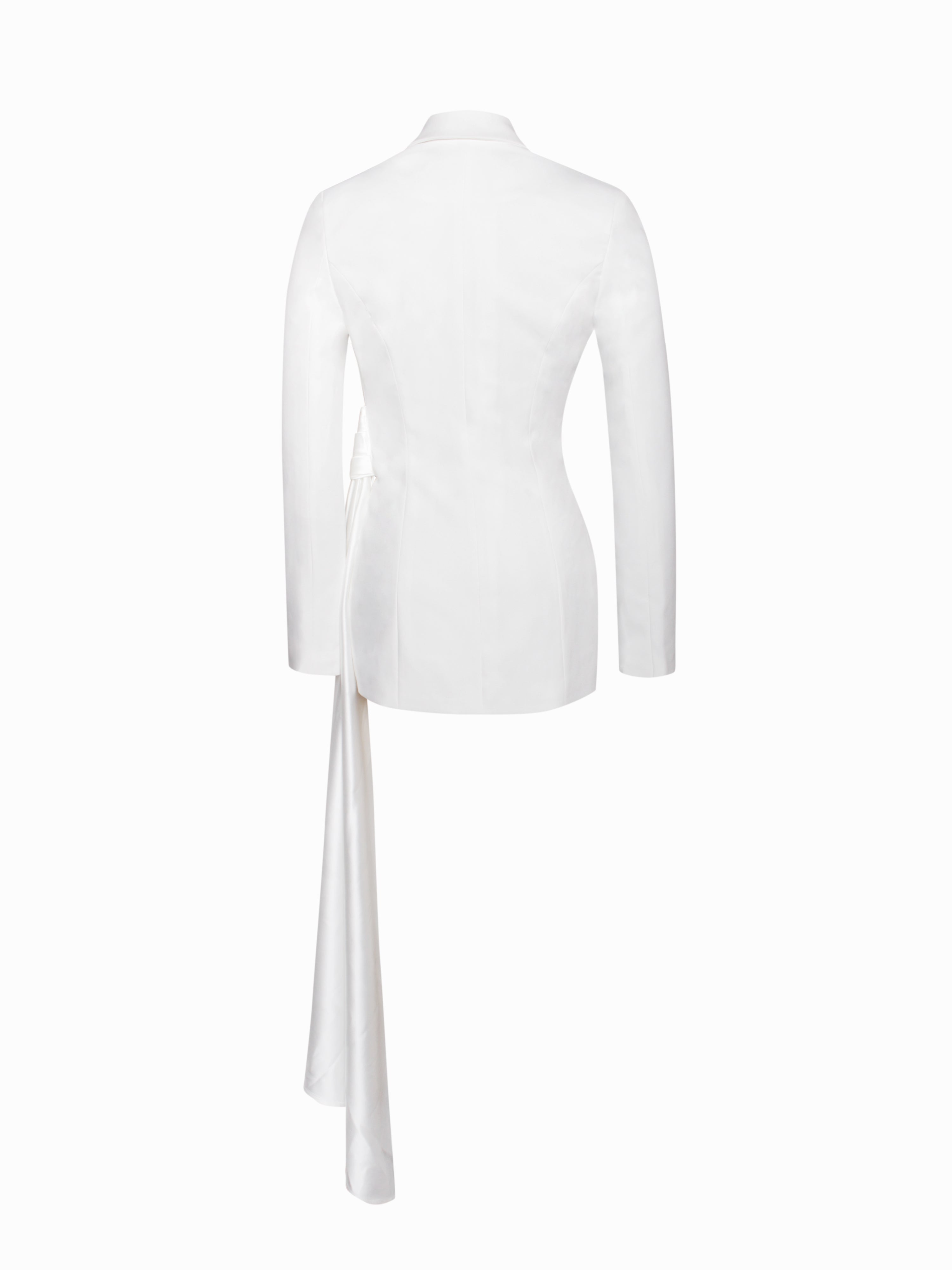 Vandra White Draping Blazer Jacket