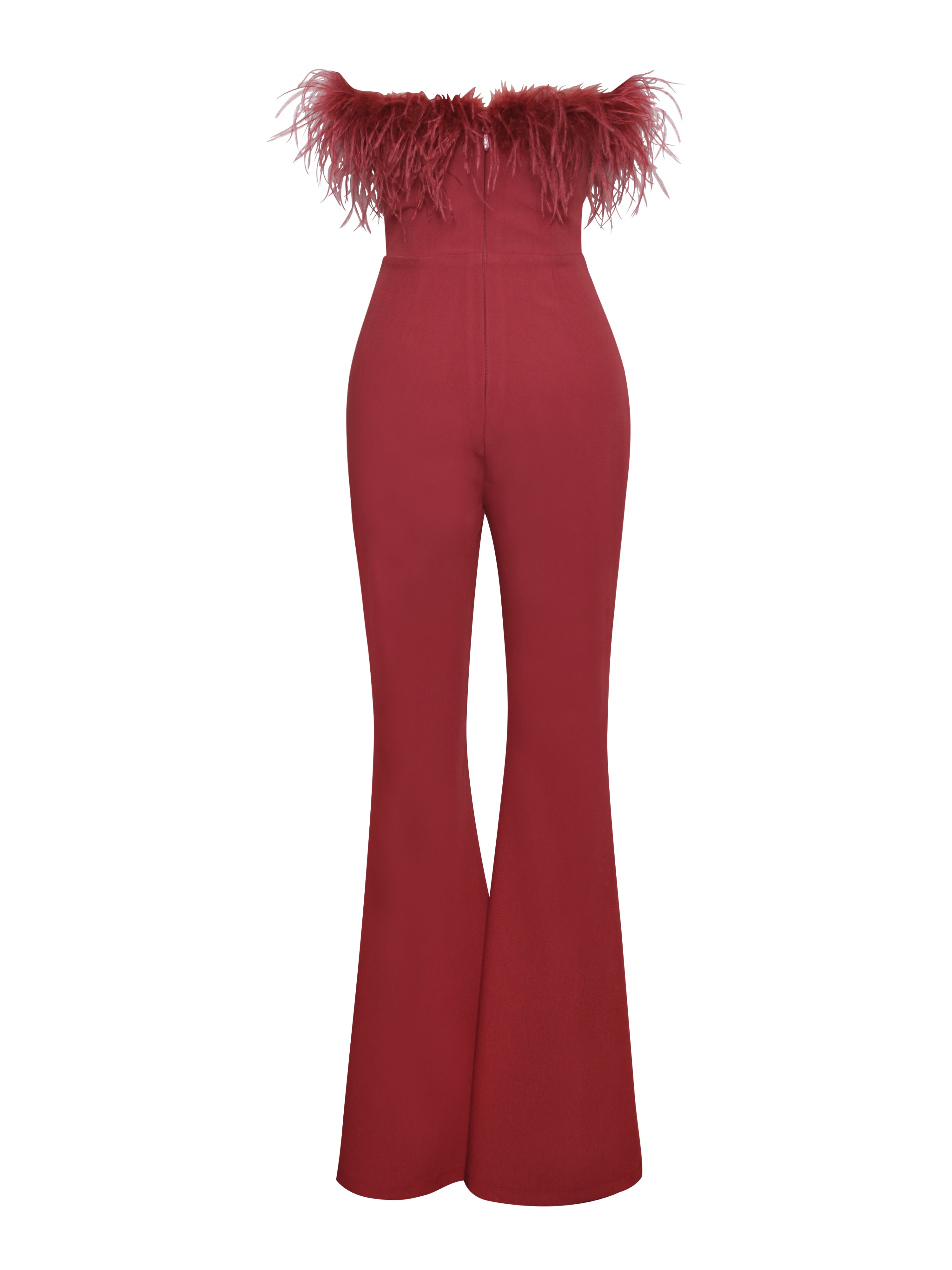 Kylan Burgundy Feather Jumpsuit