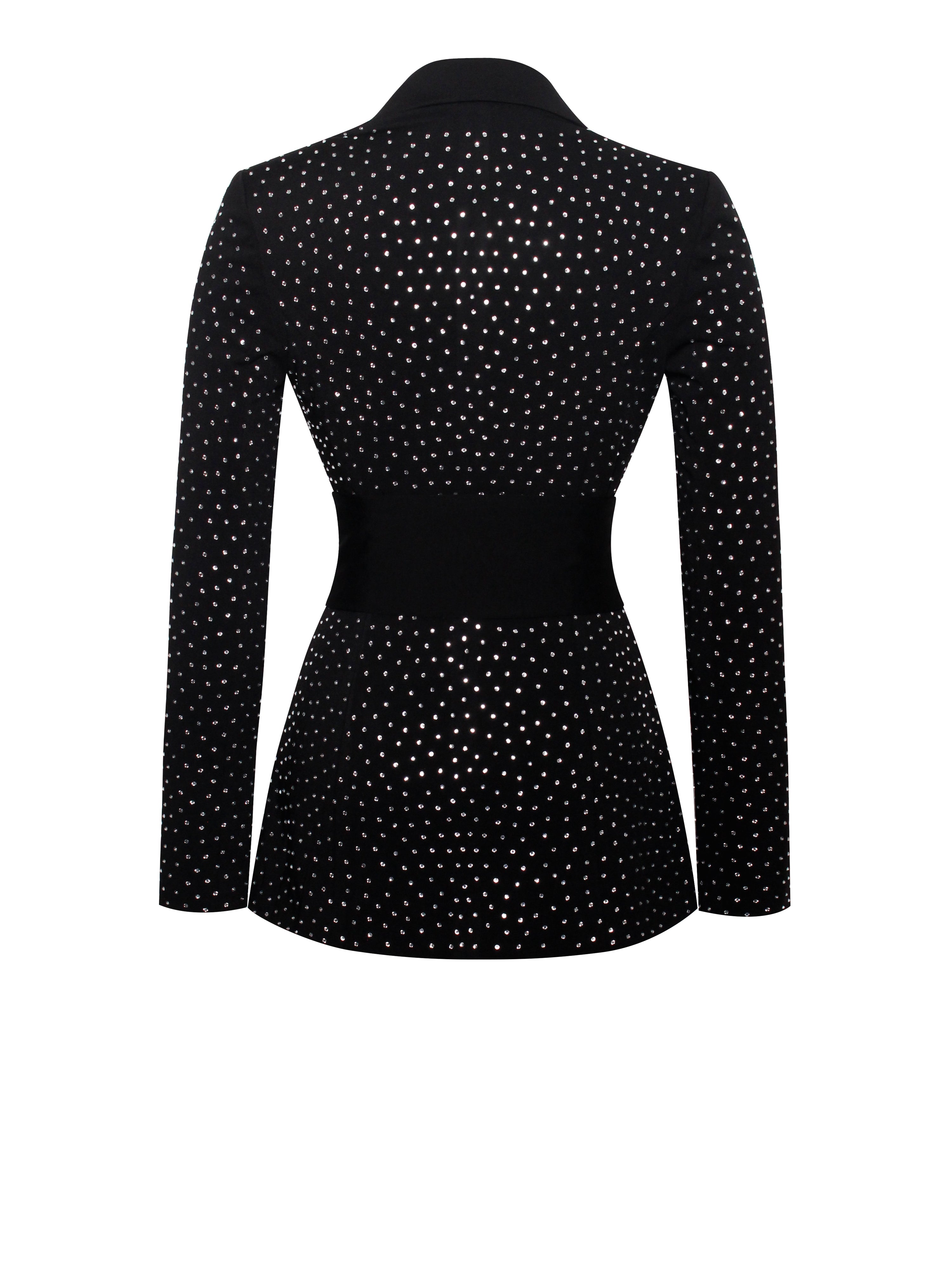 Visionary Crystal Embellished Black Blazer Jacket - Miss Circle