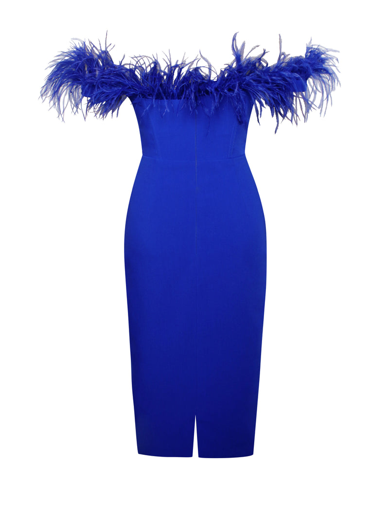 Ophelia Royal Blue Feather Corset Dress