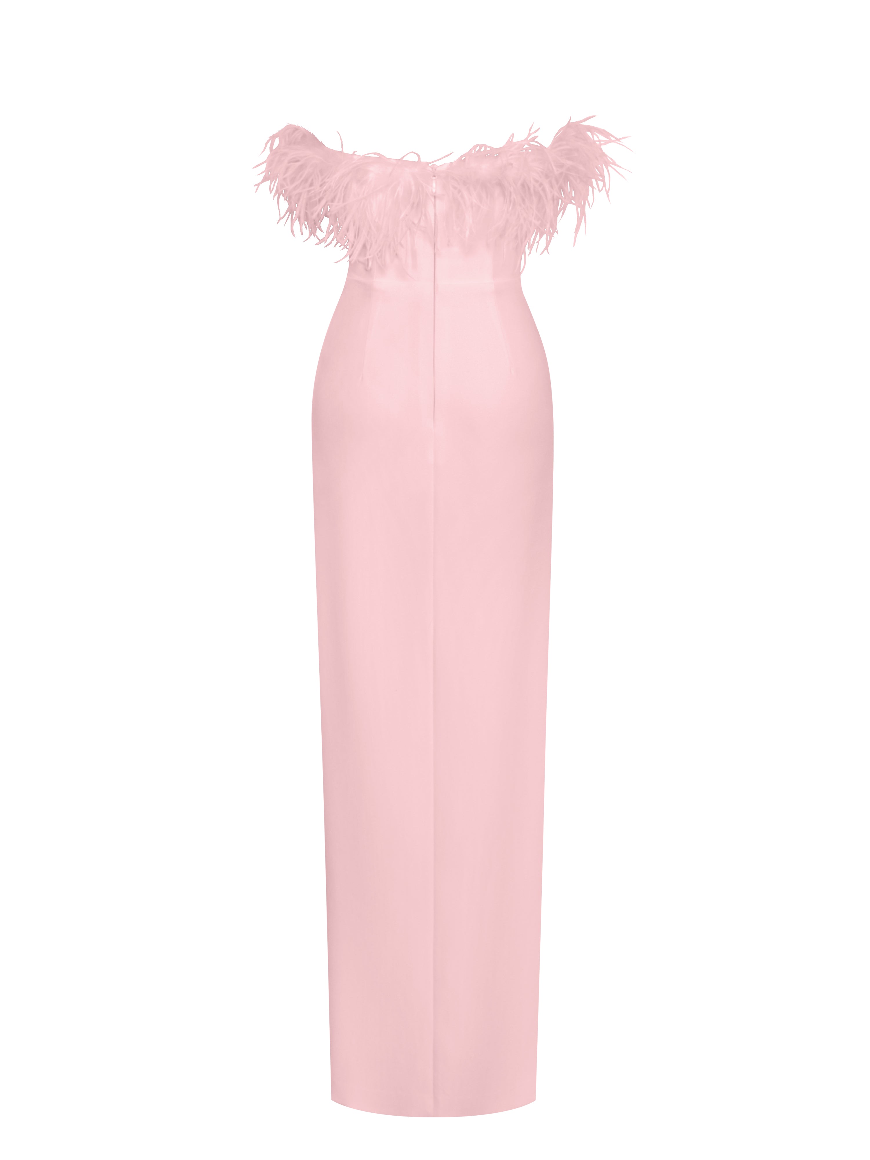 Rachel Pink Feather Maxi High Slit Dress – Miss Circle