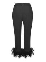 Count Me in | Black Tailored Feather Trim Trousers, US 12 / Black