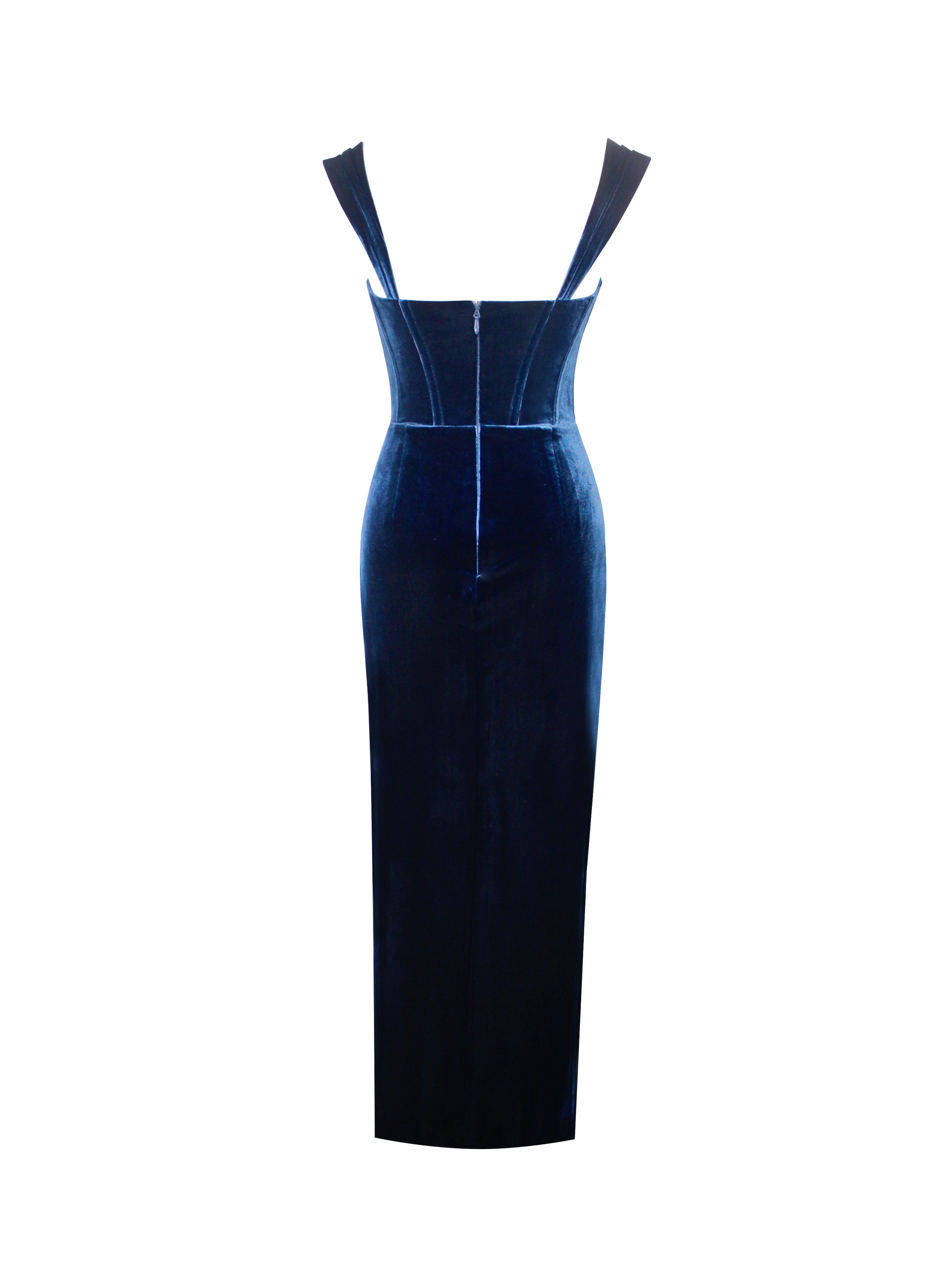 Odilia Teal Lace Velvet Maxi Dress Odilia Teal Lace Velvet Maxi Dress
