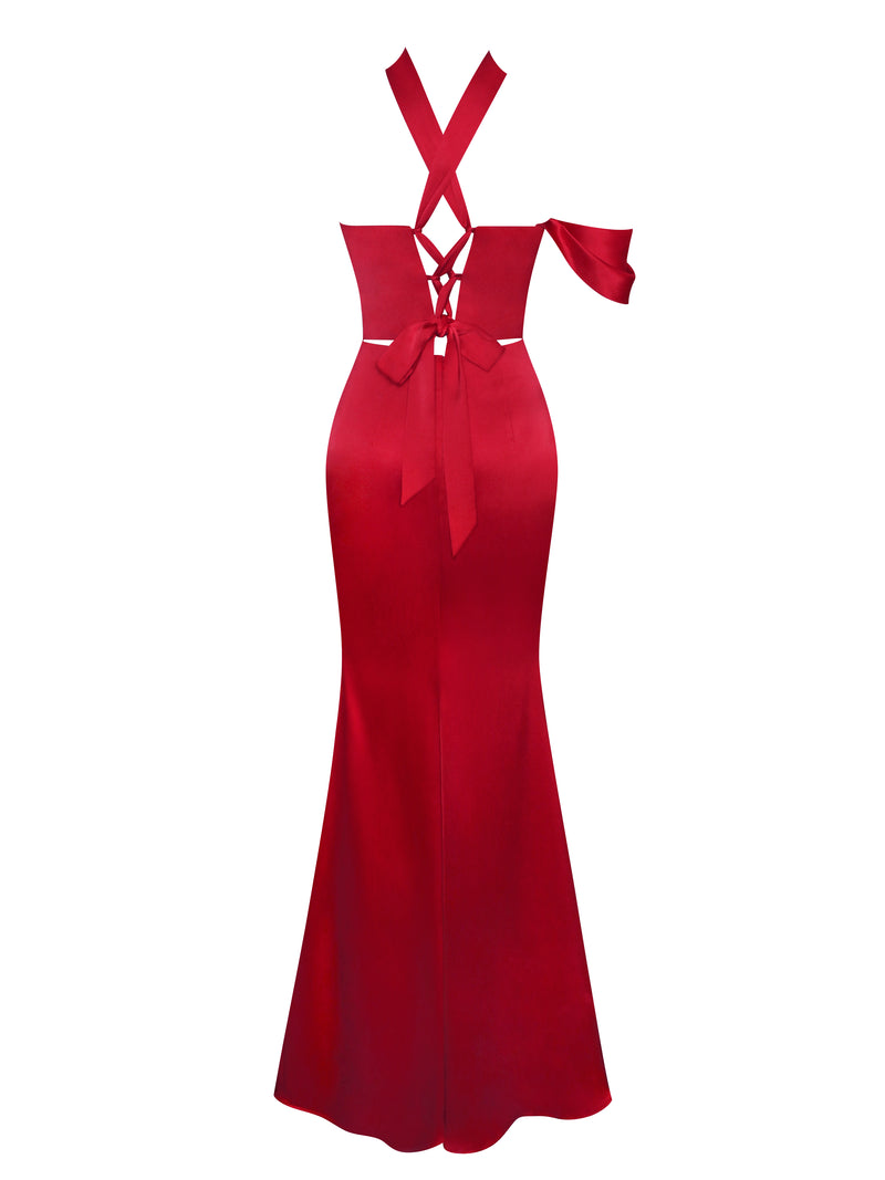 Lara Red Satin Gown – Hijabimama