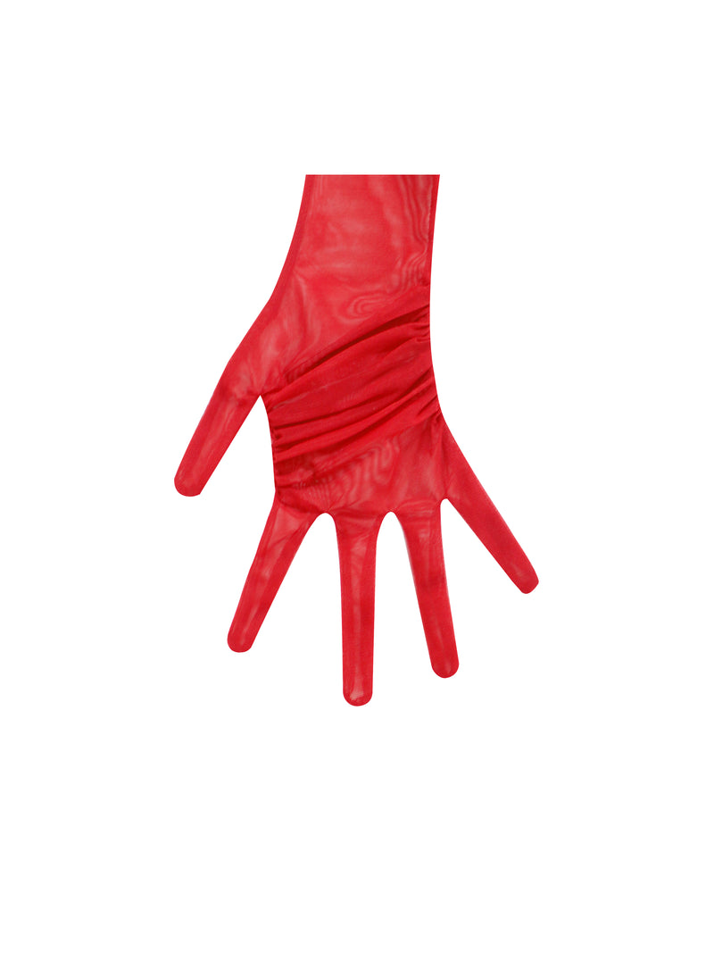 Qira Burgundy Mesh Opera-length Gloves
