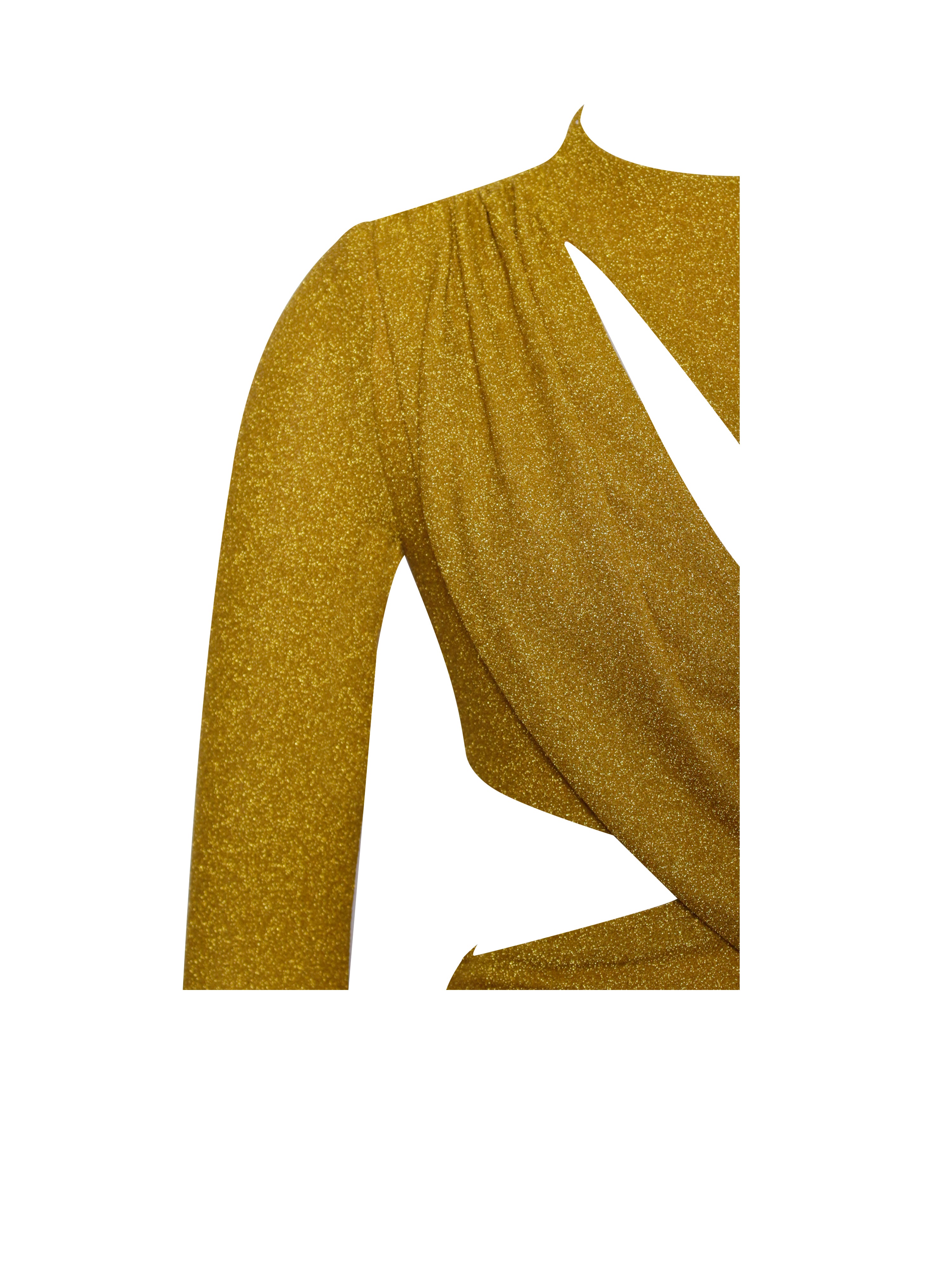 Payson Gold Long Sleeve Metallic Jersey Cutout Dress - XXS / US 0 Payson Gold Long Sleeve Metallic Jersey Cutout Dress - XXS / US 0