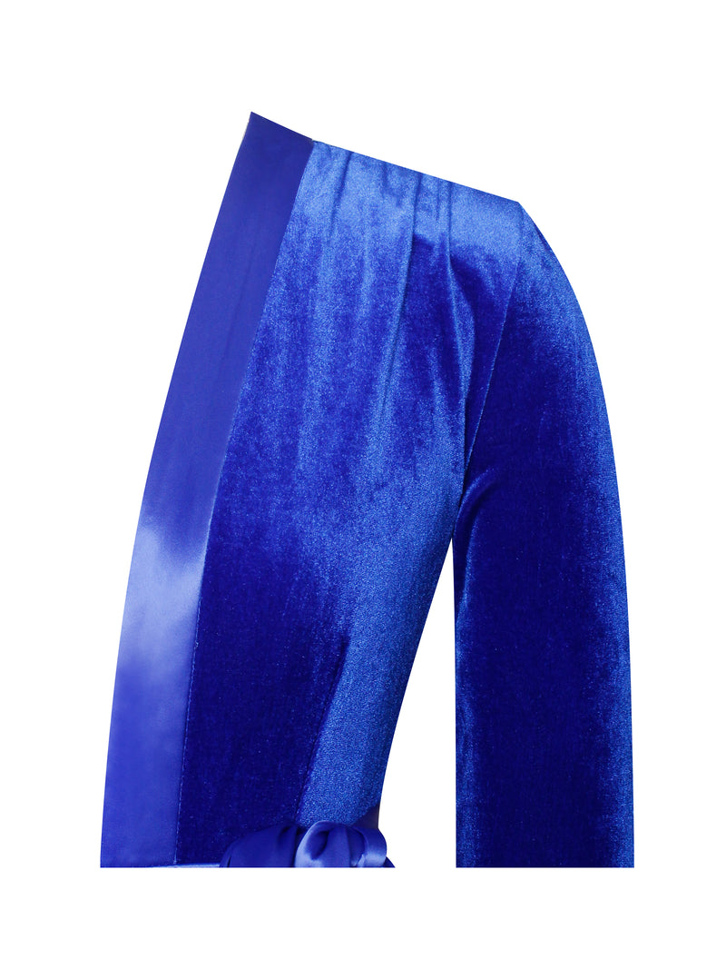Glorious Royal Blue Long Sleeve Velvet Jumpsuit - Miss Circle