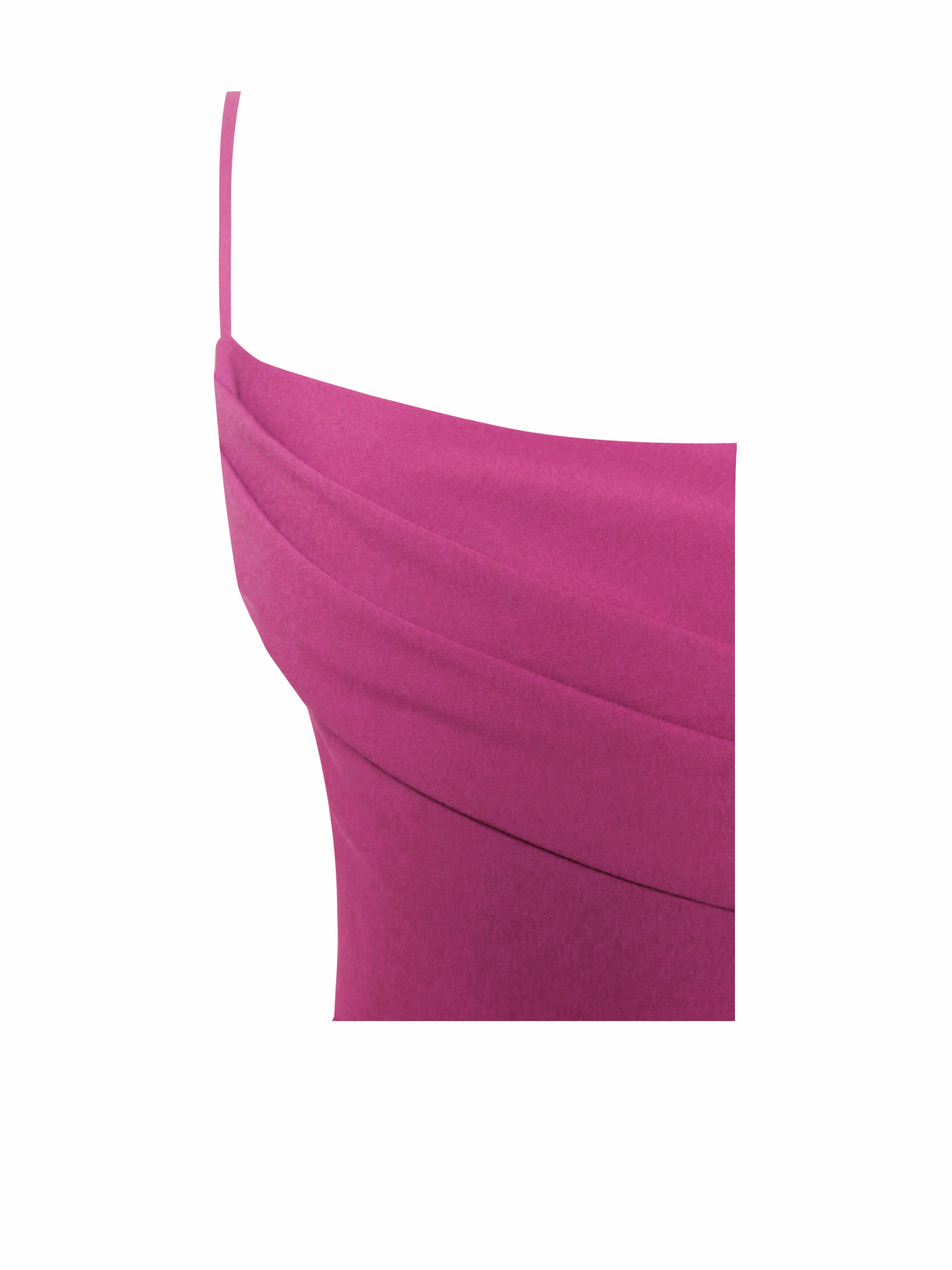 Fiona Fuchsia Feather Trim Bottom Maxi Dress