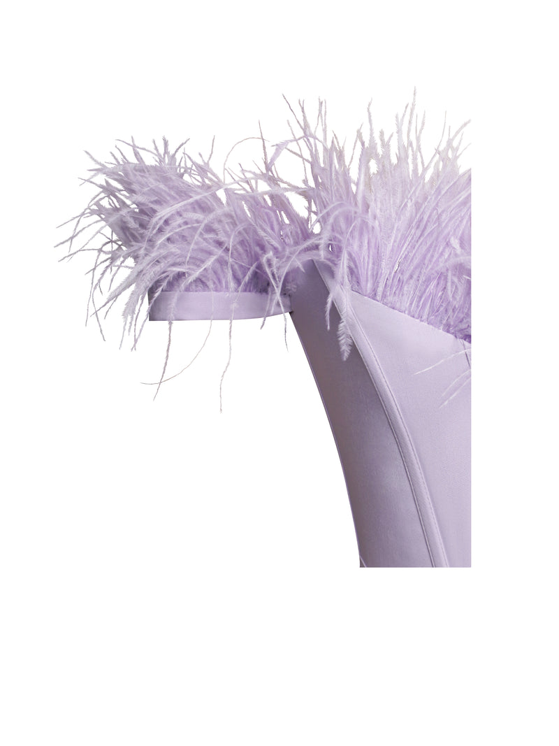 Oralia Lavender Feather Trim Corset Top