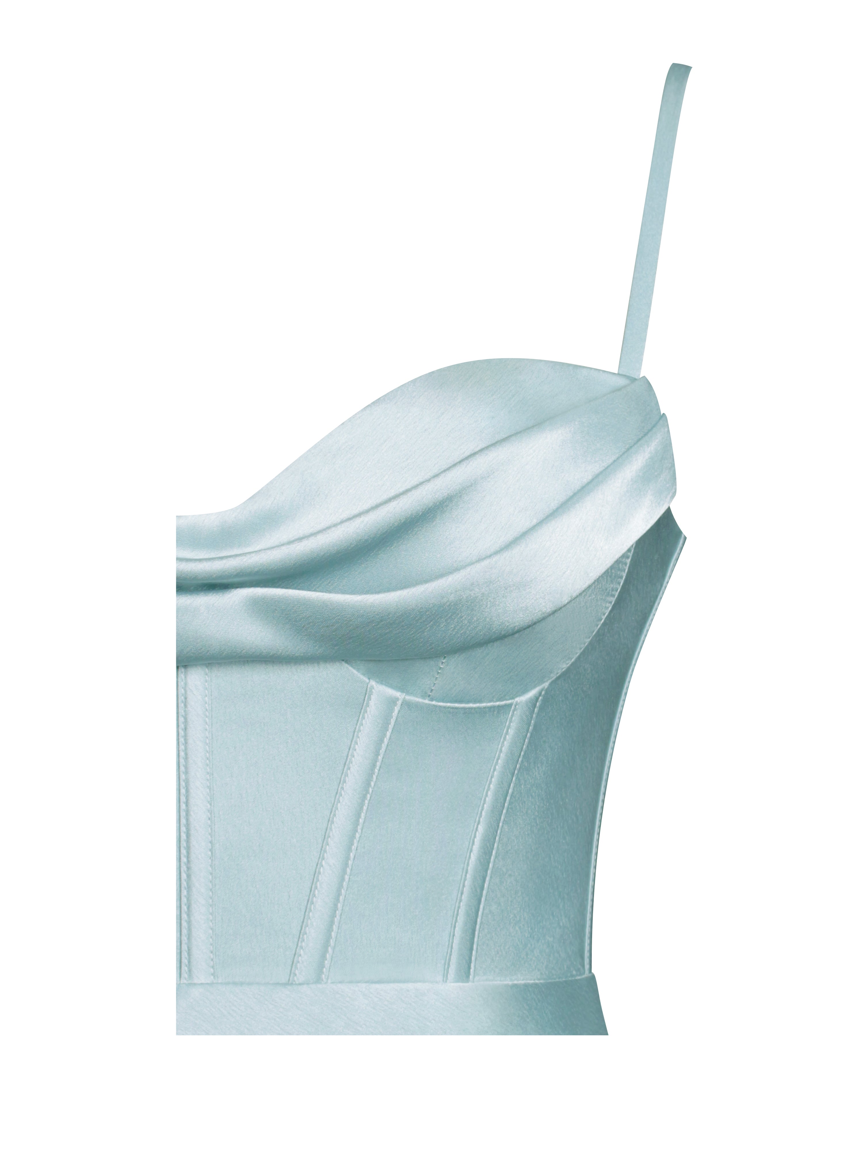 Elayna Pale Blue Strappy Satin Corset High Slit Gown – Miss Circle