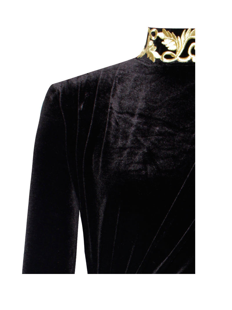 Carlyn Cutout Long Sleeve Black Velvet Dress