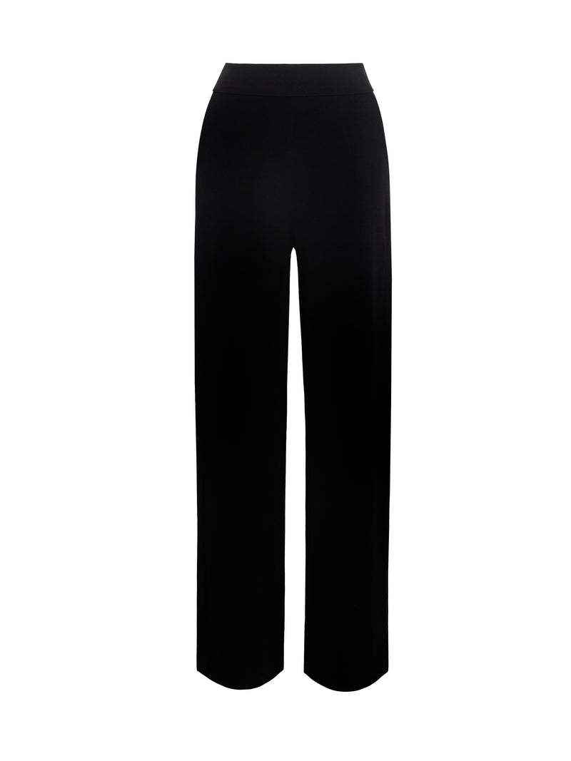 Never Enough Black Stretch Crepe Wide Leg Trousers - Miss Circle