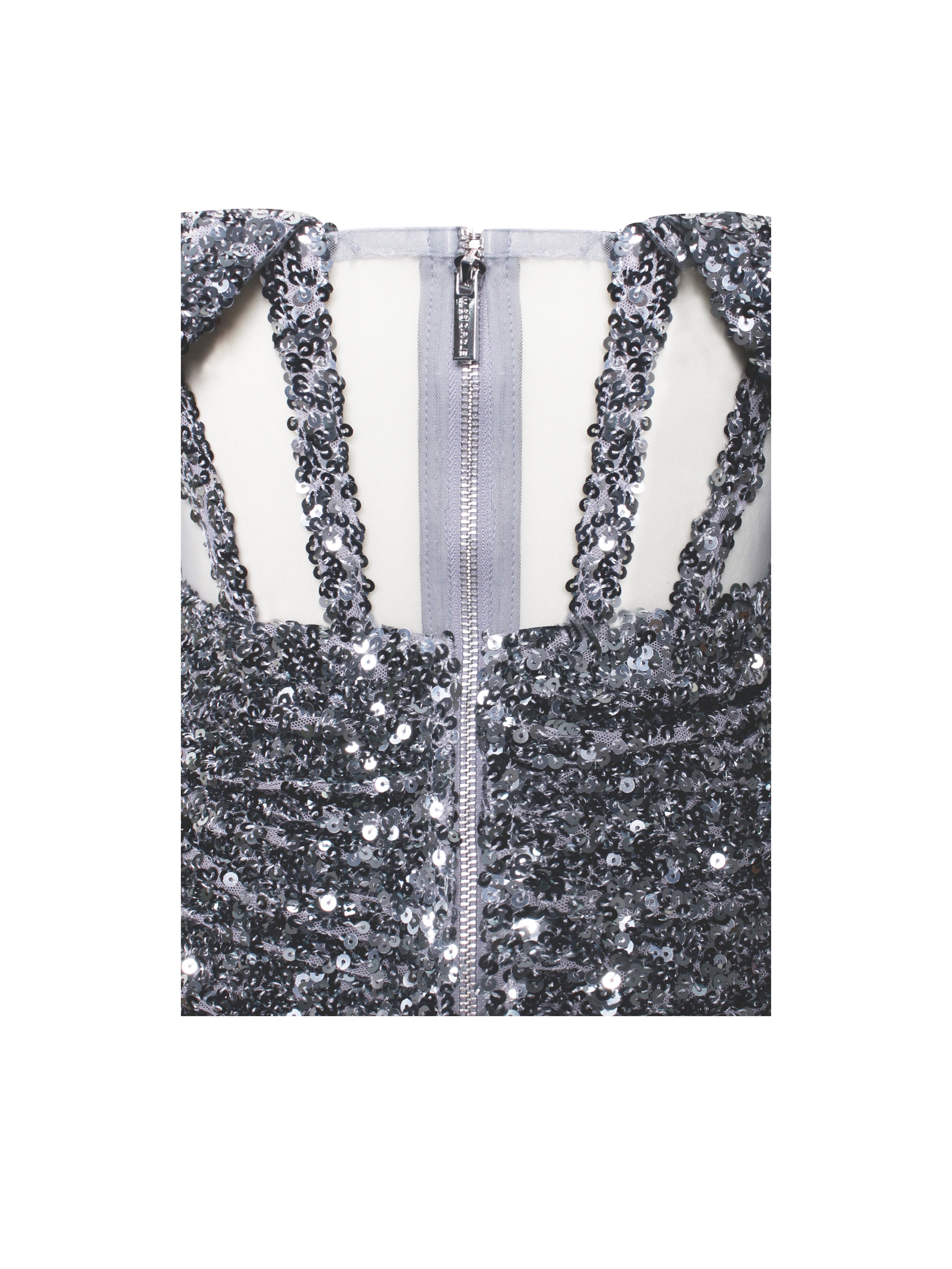 Weston Silver Sequin Off Shoulder Corset Dress