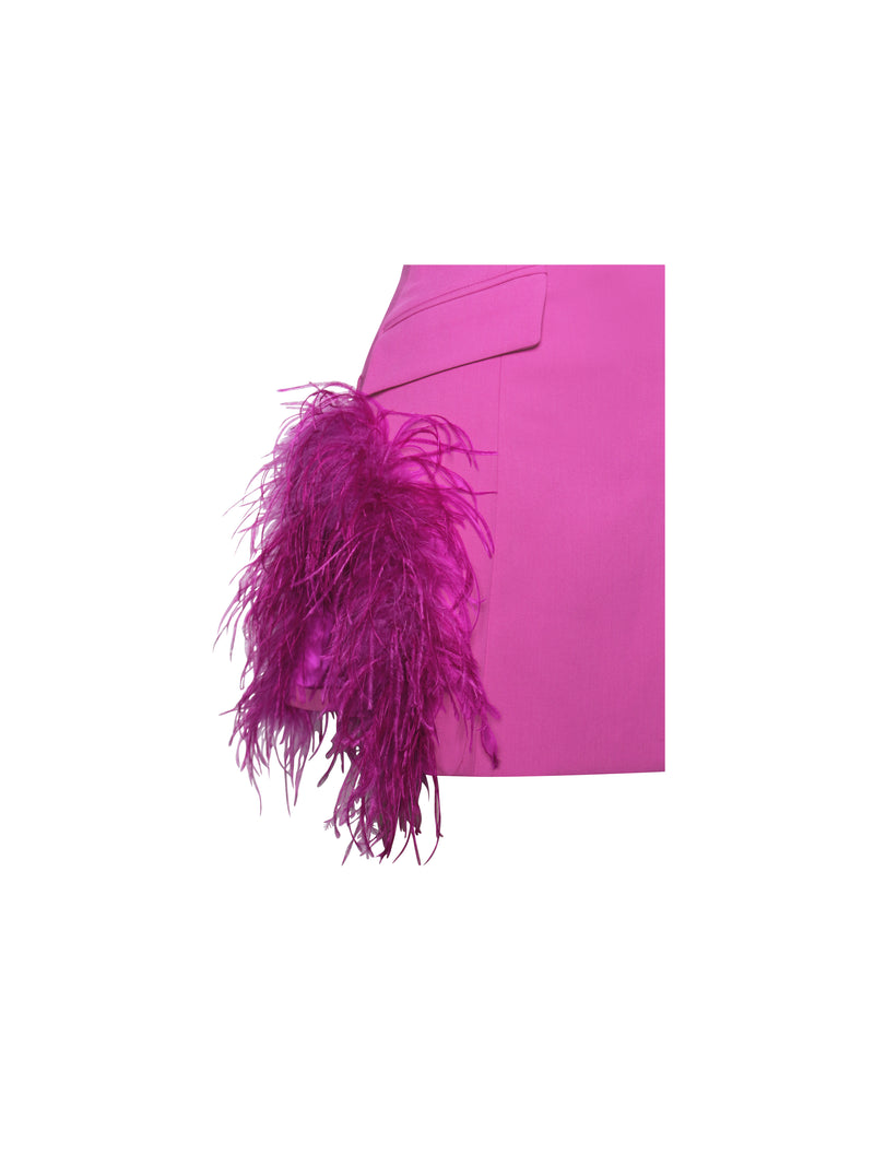 Madeline Fuchsia Feather Trim Blazer Dress
