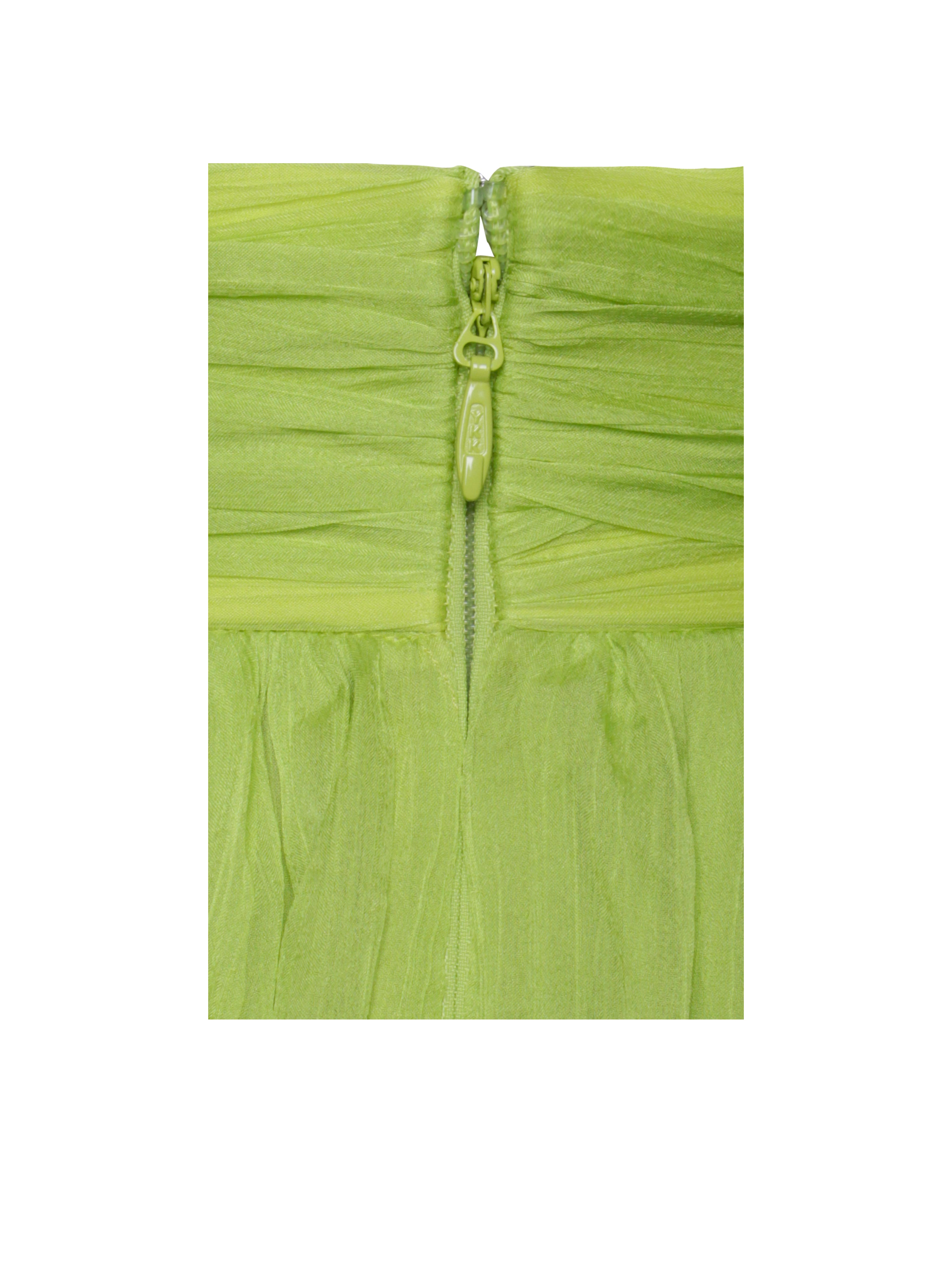 Valley Of Angels Lime Chiffon Pleated High Slit Maxi Dress