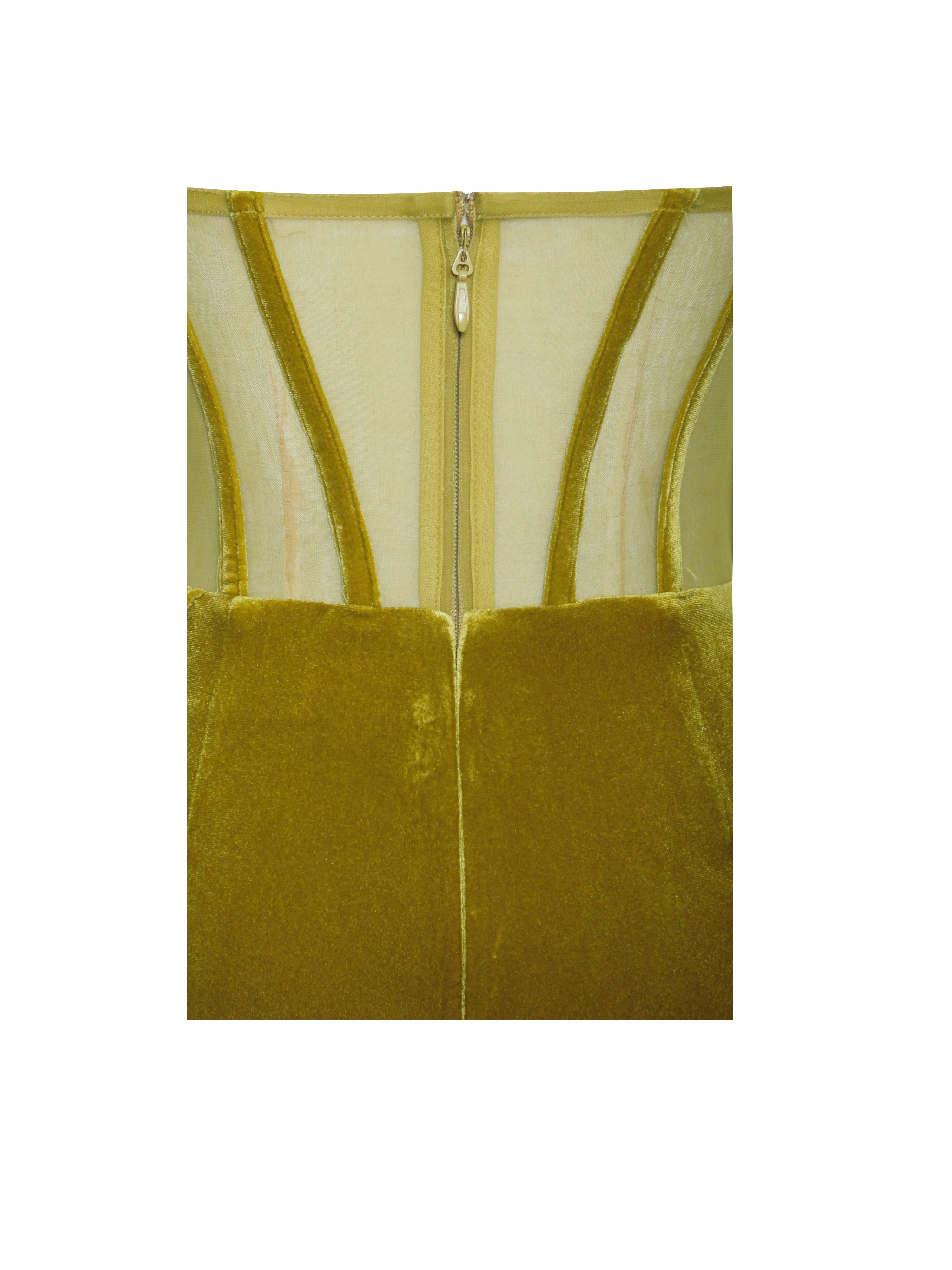 Priya Gold Draping Corset High Slit Velvet Gown Priya Gold Draping Corset High Slit Velvet Gown