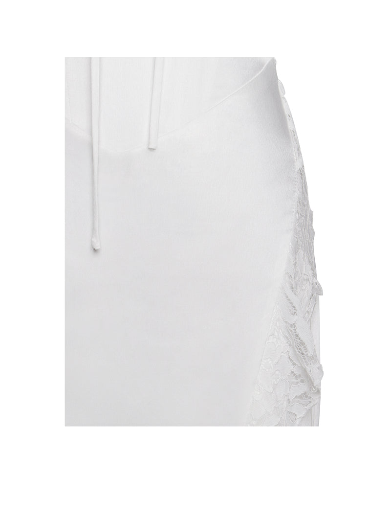 WHITE LACE SATIN MAXI CORSET DRESS – DDMINE