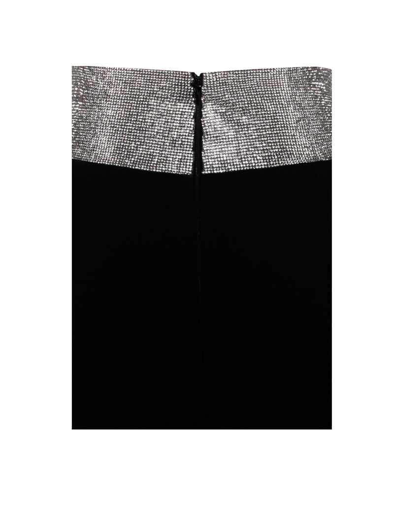 Uriah Black Pencil Skirt With Crystal Waist Trim