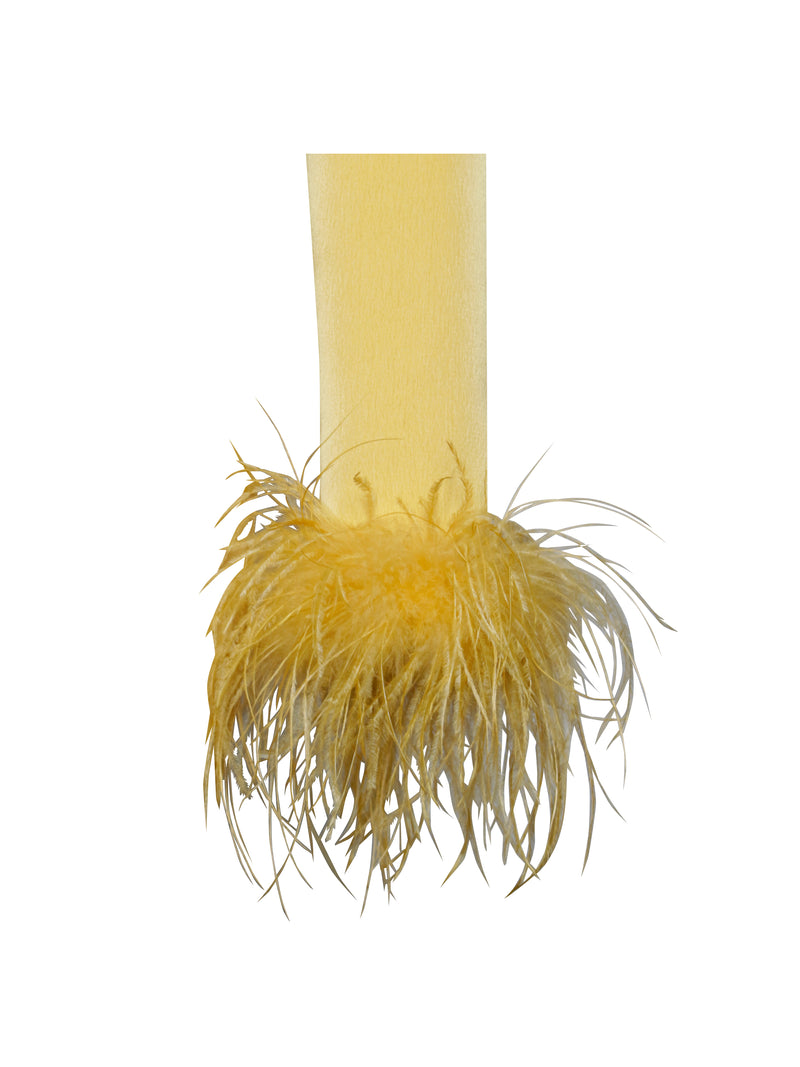 Pale yellow ostrich feather fringe - Lace To Love