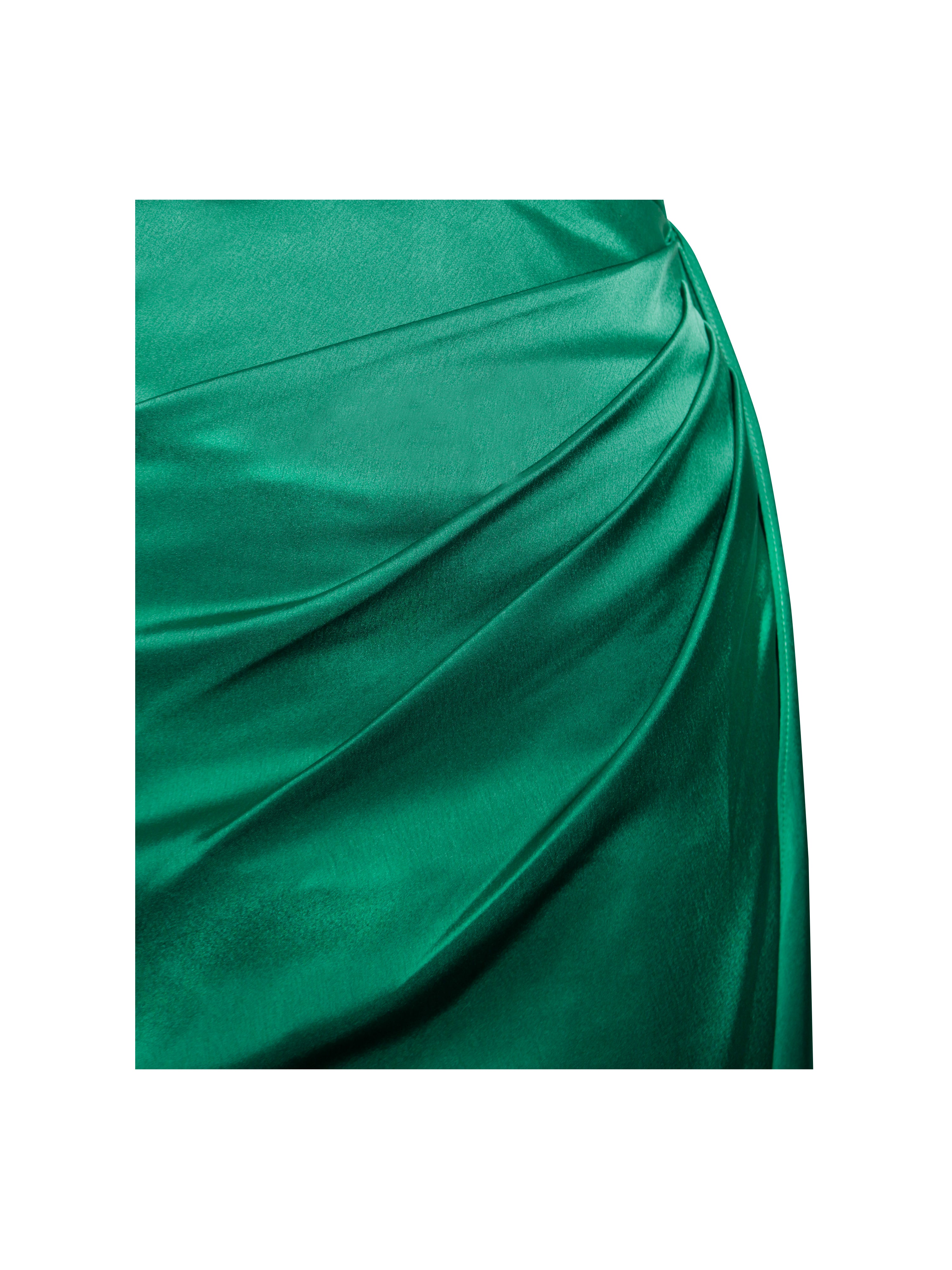 Miss Circle Women Zayda Green High Slit Corset Satin Gown Miss Circle Women Zayda Green High Slit Corset Satin Gown