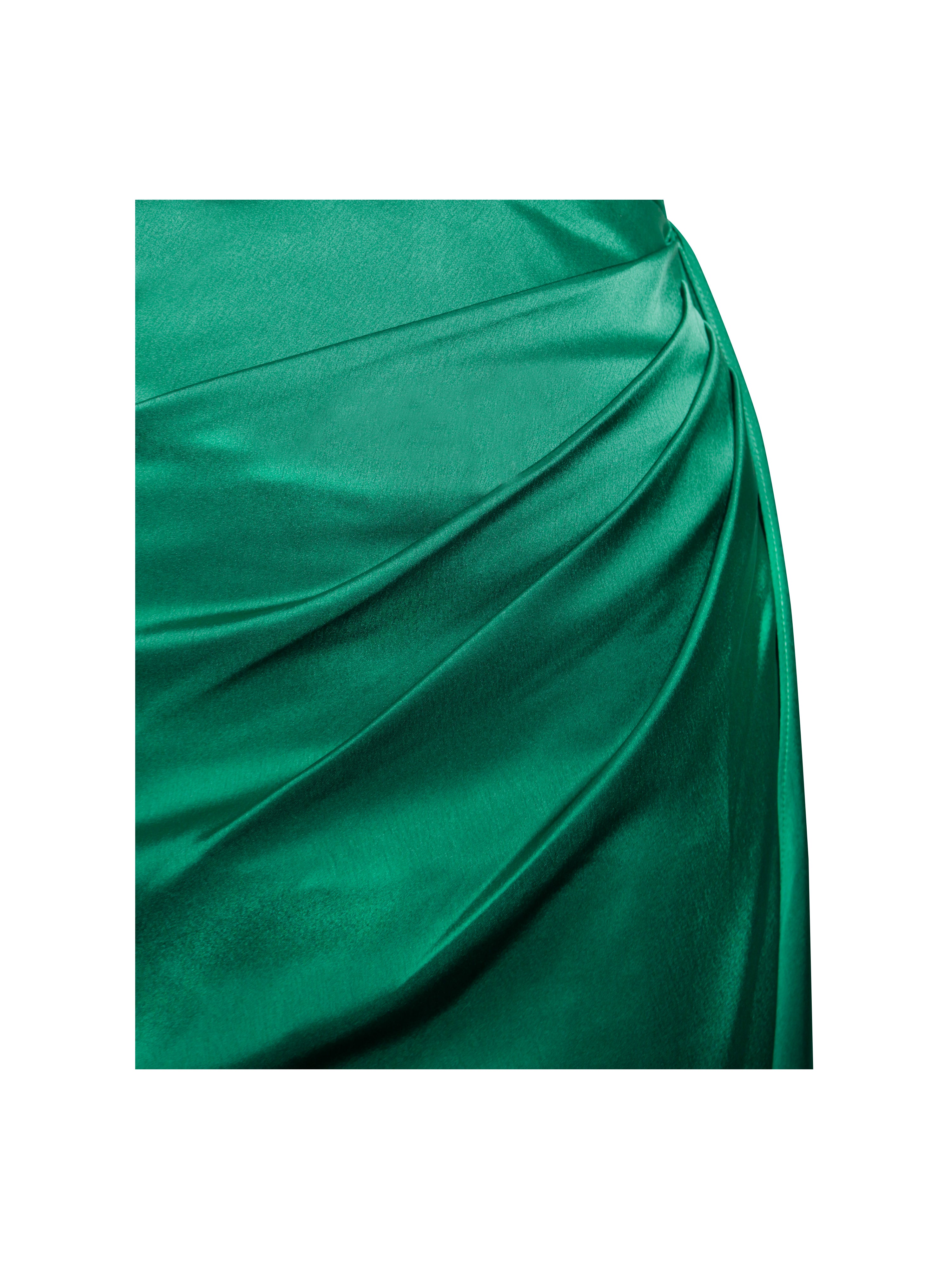 Zayda Green High Slit Corset Satin Gown