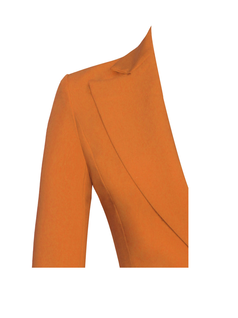 Quilla Orange Feather Crystal Sleeve Backless Blazer Dress