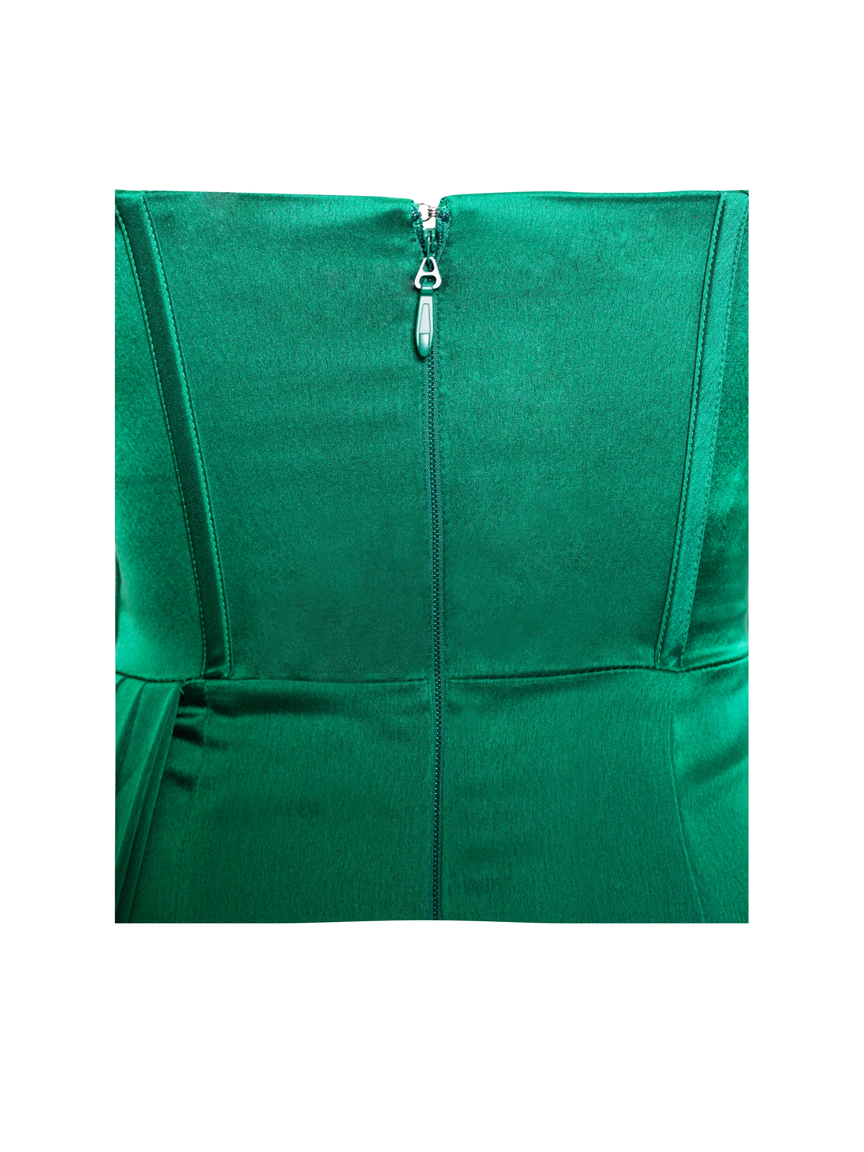 Miss Circle Women Zayda Green High Slit Corset Satin Gown Miss Circle Women Zayda Green High Slit Corset Satin Gown