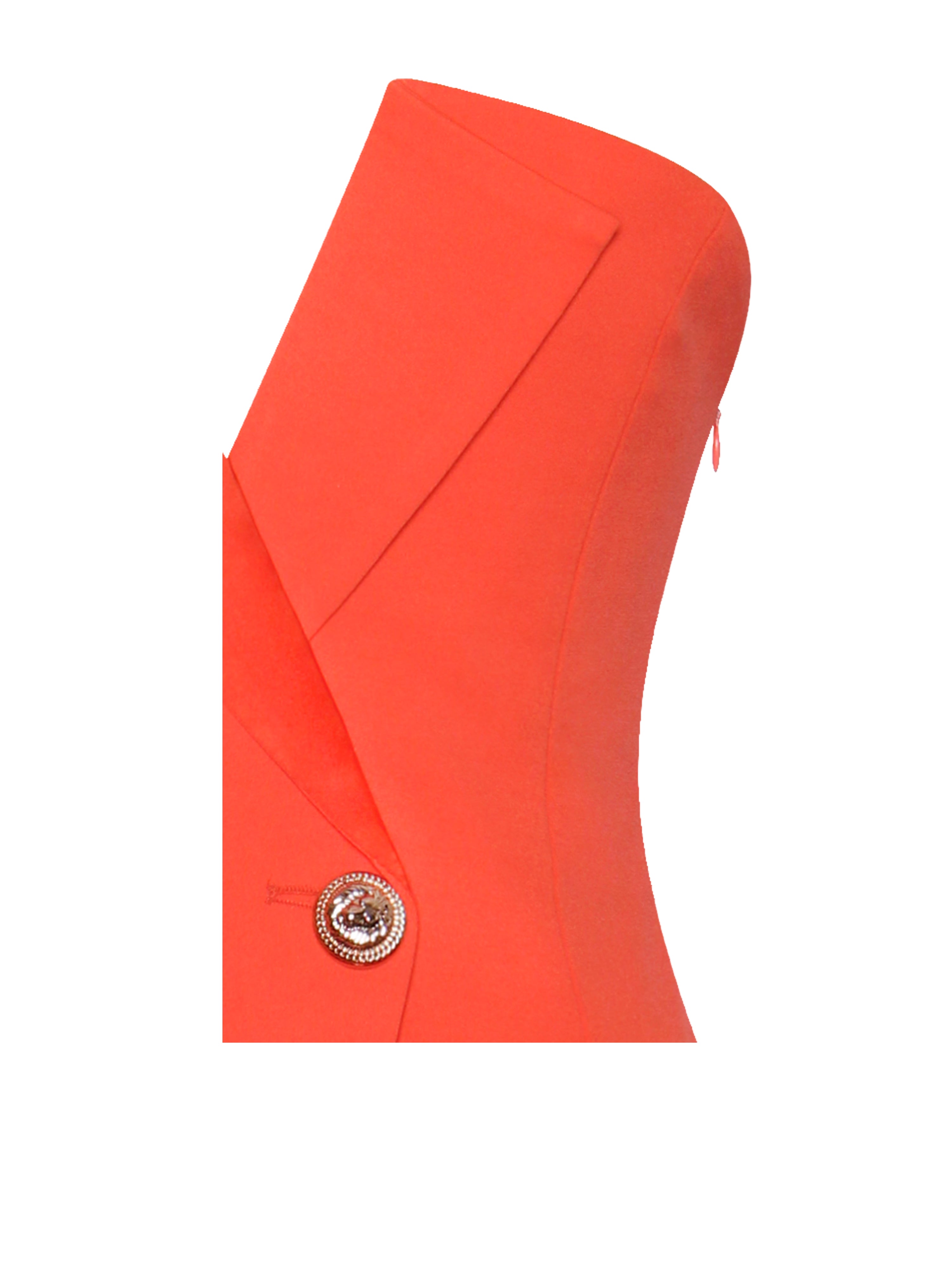 Keep One Up One Sleeved Orange Crepe Tuxedo Blazer Dress - Miss Circle