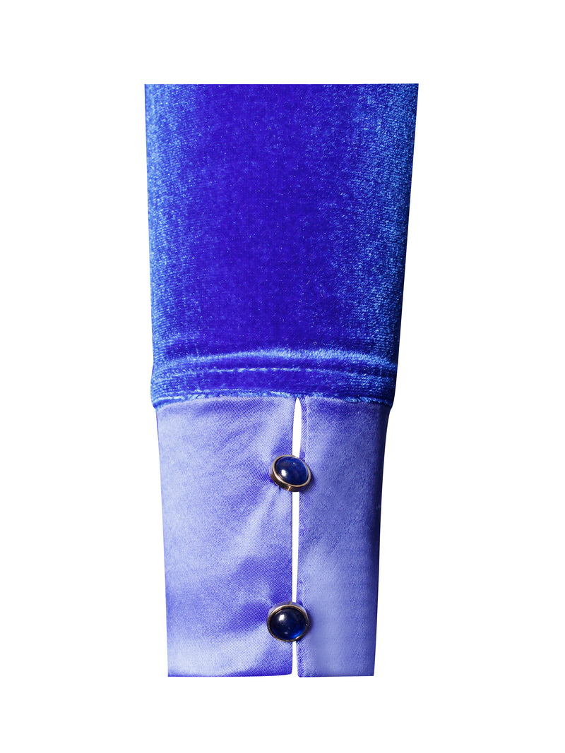 Glorious Royal Blue Long Sleeve Velvet Jumpsuit - Miss Circle