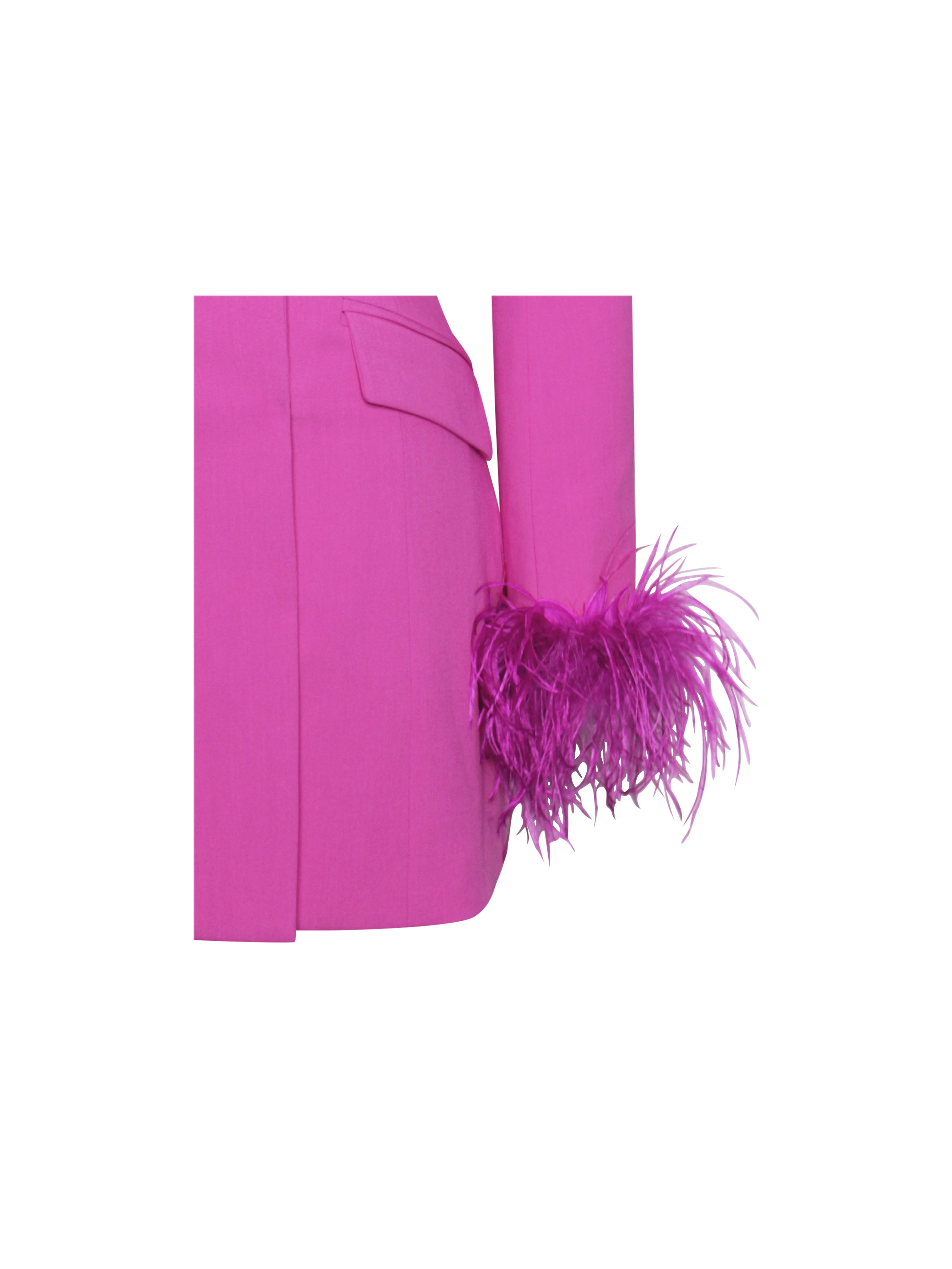 Madeline Fuchsia Feather Trim Blazer Dress Madeline Fuchsia Feather Trim Blazer Dress