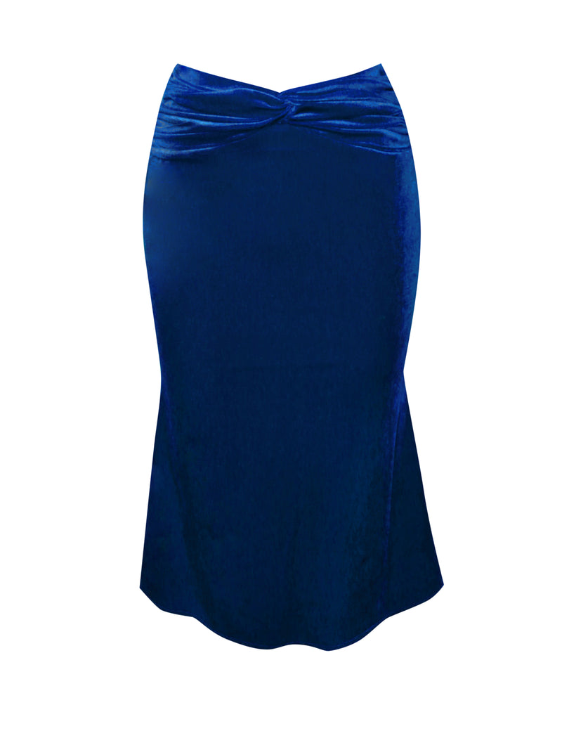 Betta Royal Blue Velvet Flare Skirt