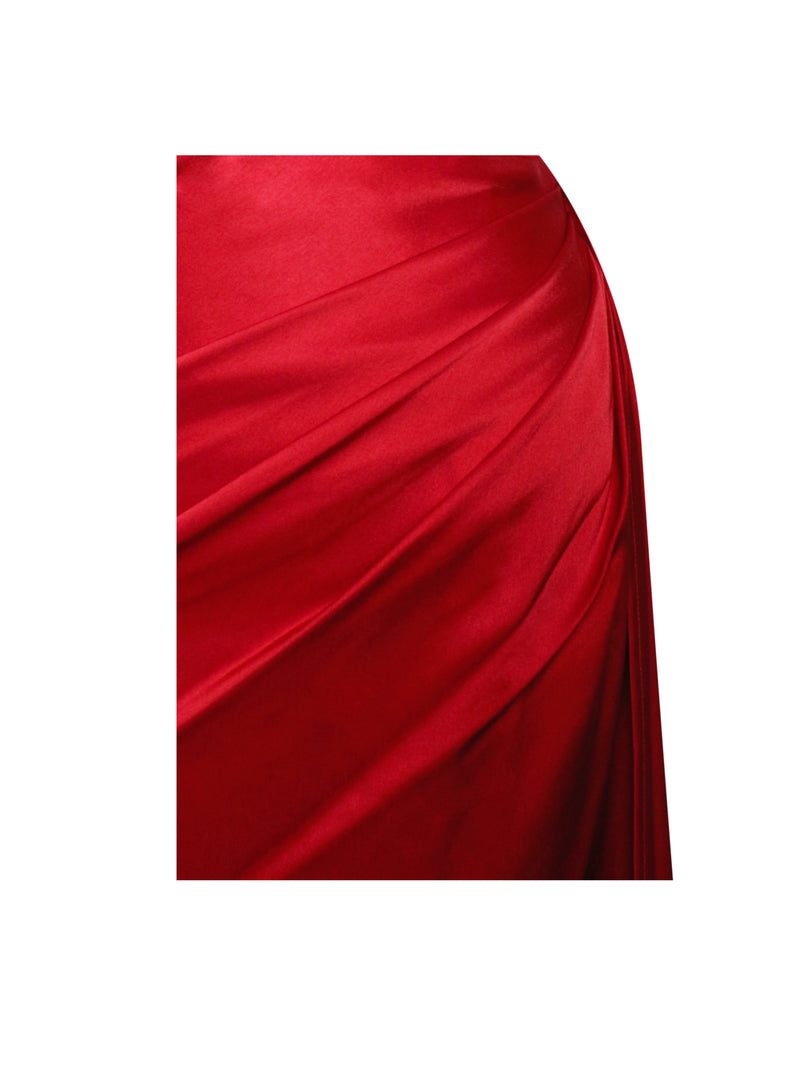 Zayda Red High Slit Corset Satin Gown – Miss Circle