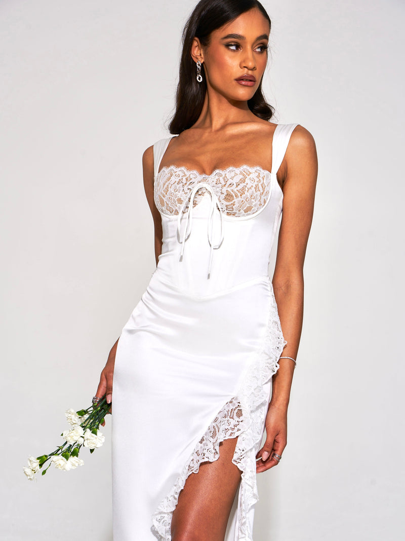 Junia White Lace Corset Maxi Dress – Miss Circle
