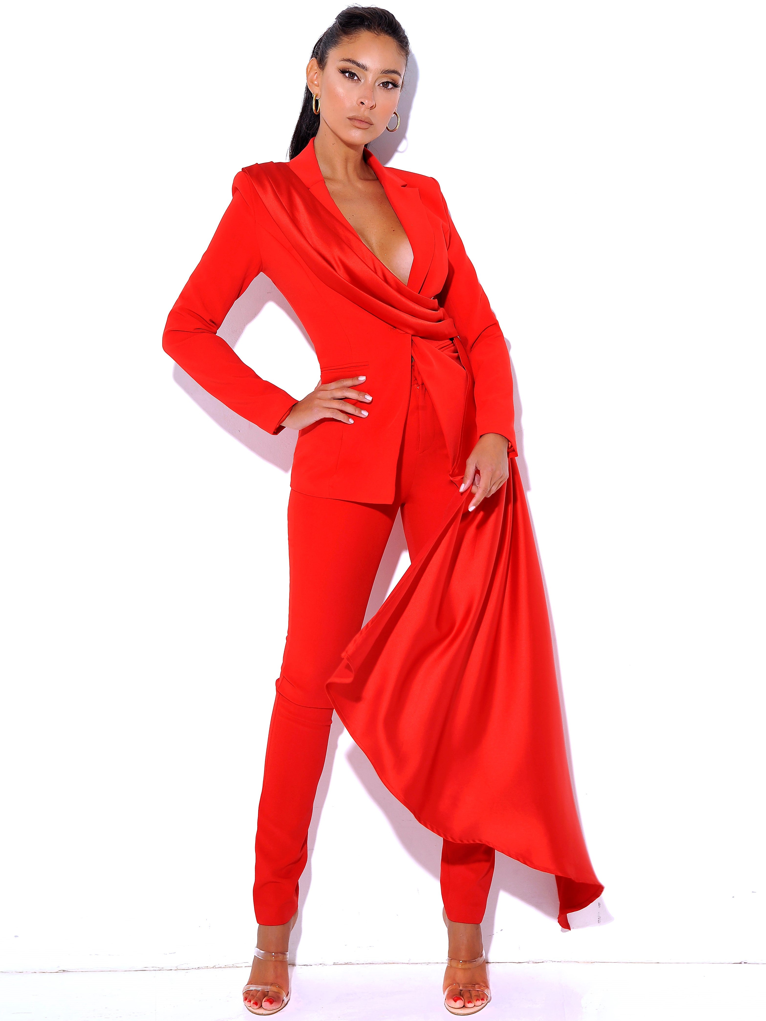 Vandra Red Draping Blazer Jacket