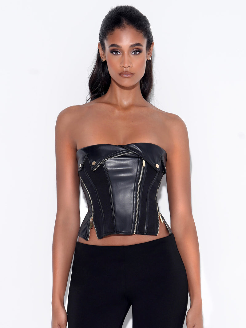 Sculpted Leather Bustier Top, Authentic & Vintage
