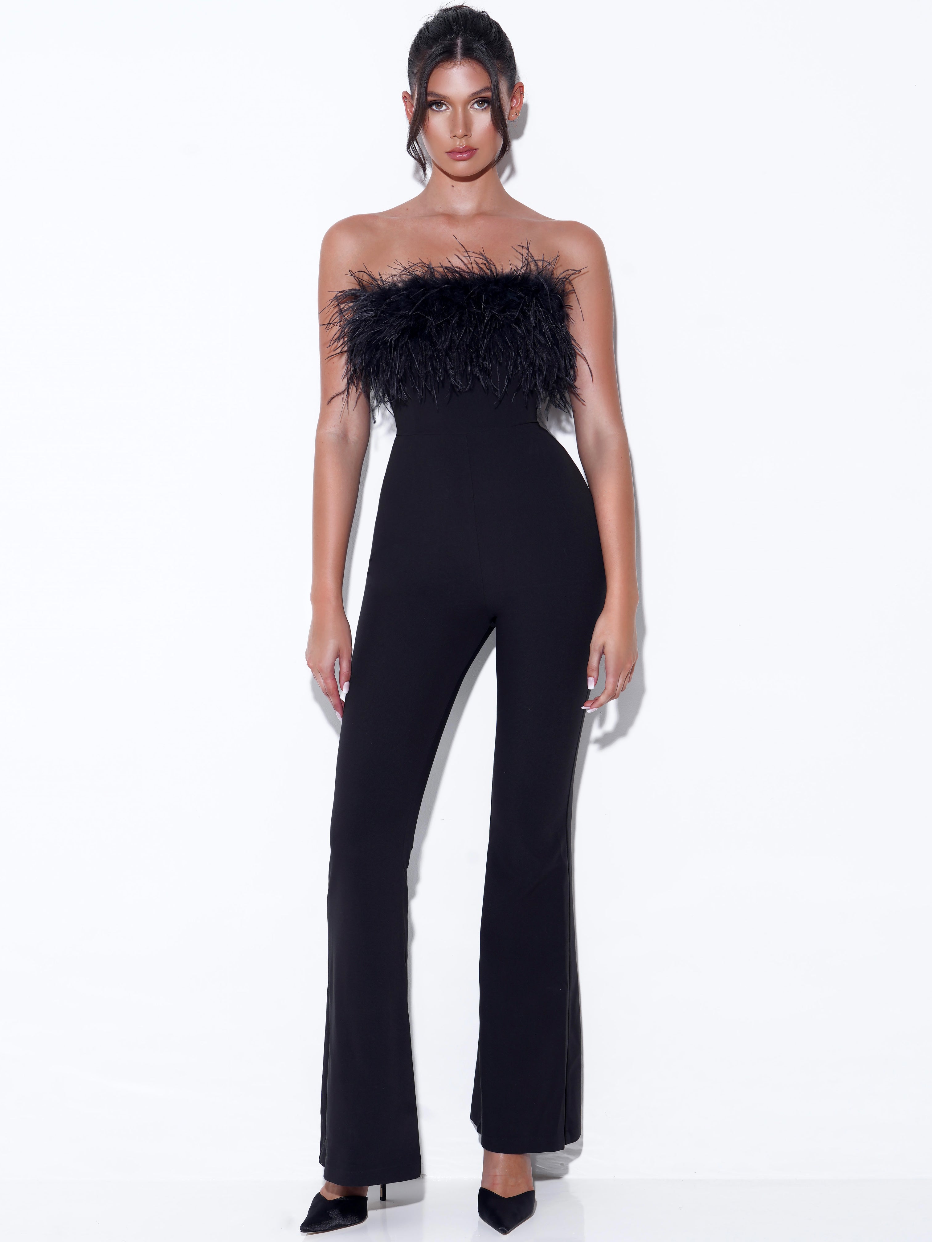 Kylan Black Feather Jumpsuit