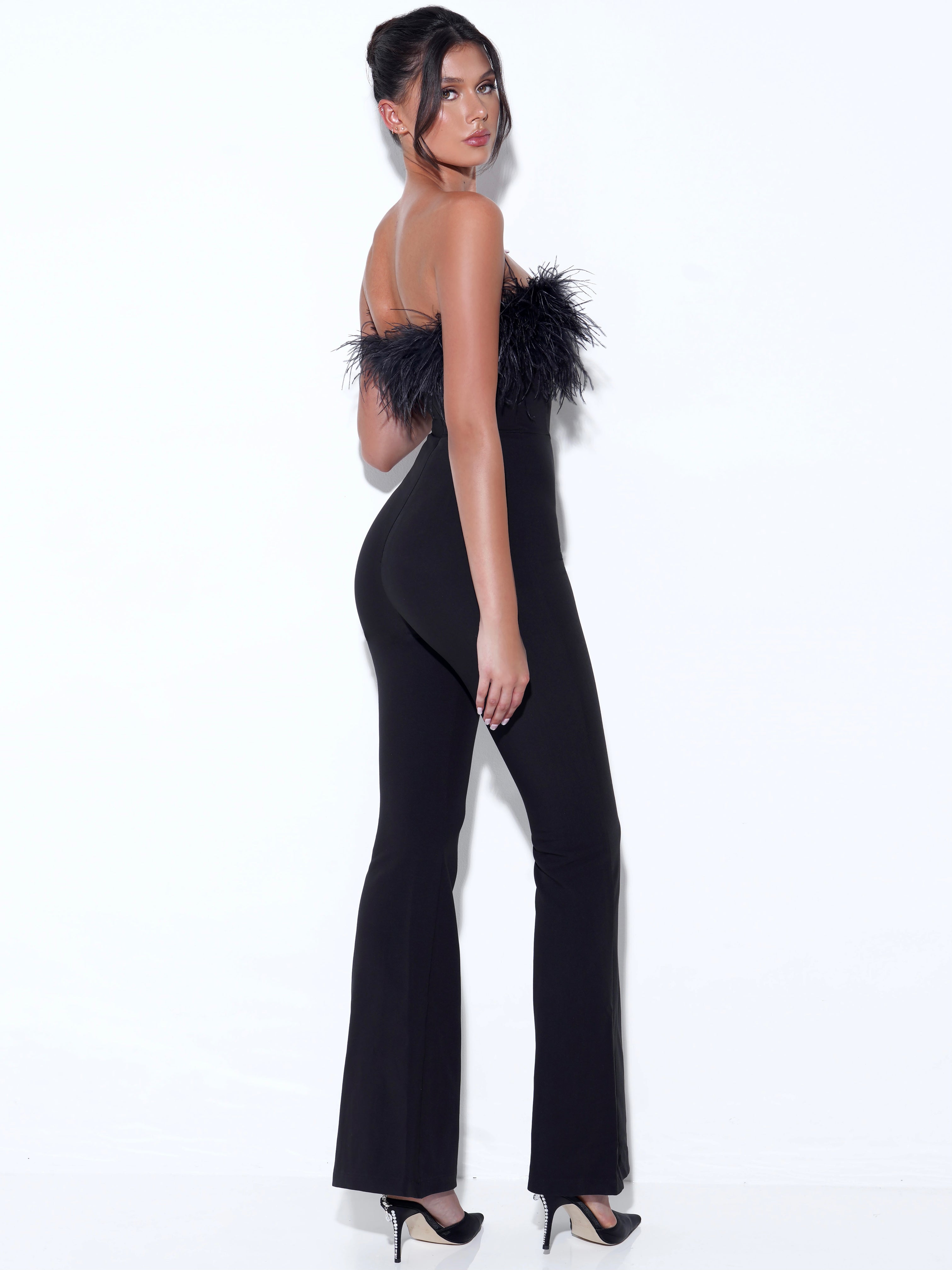 Kylan Black Feather Jumpsuit