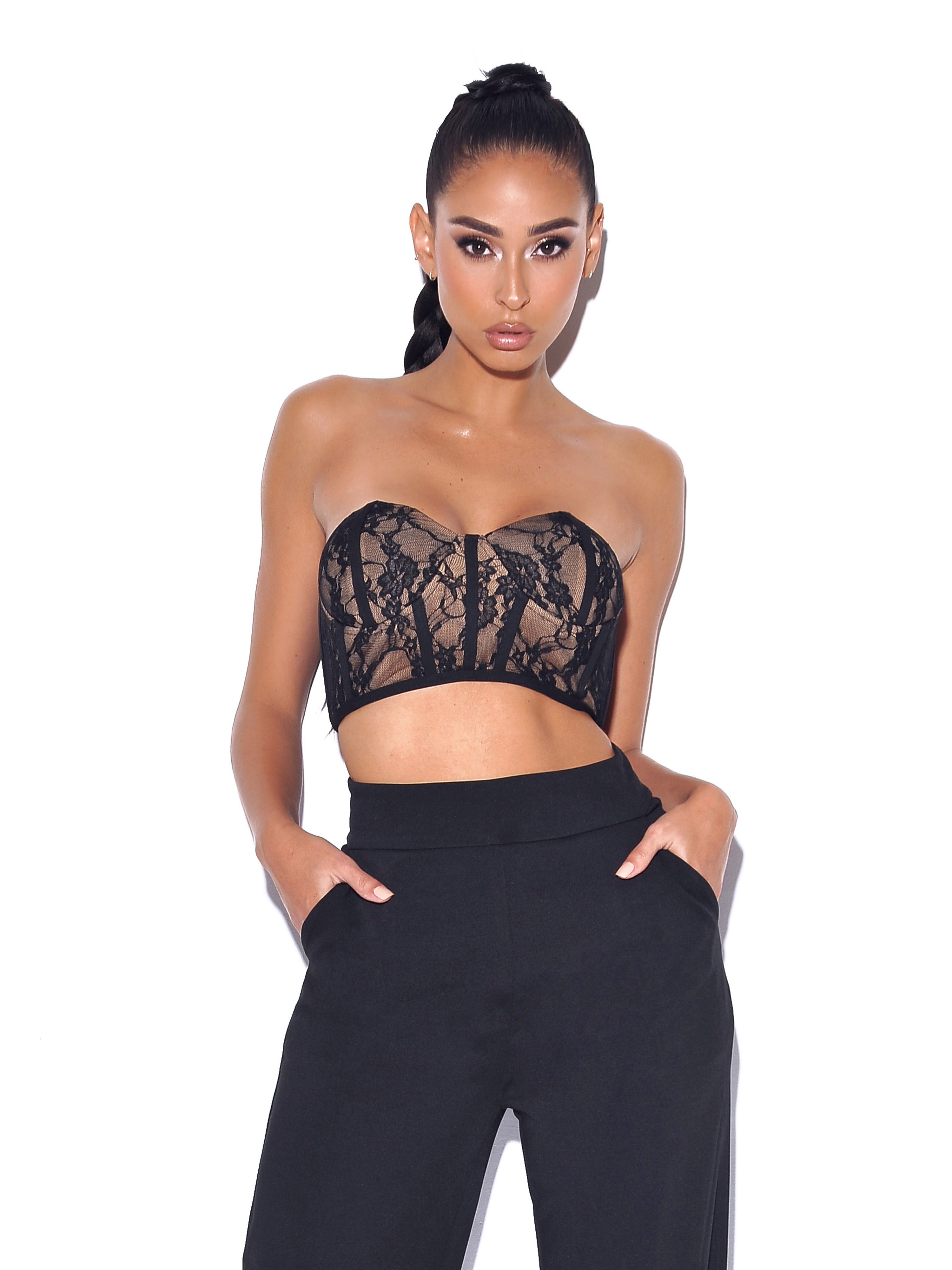 New Romantics Black Lace Corset Top