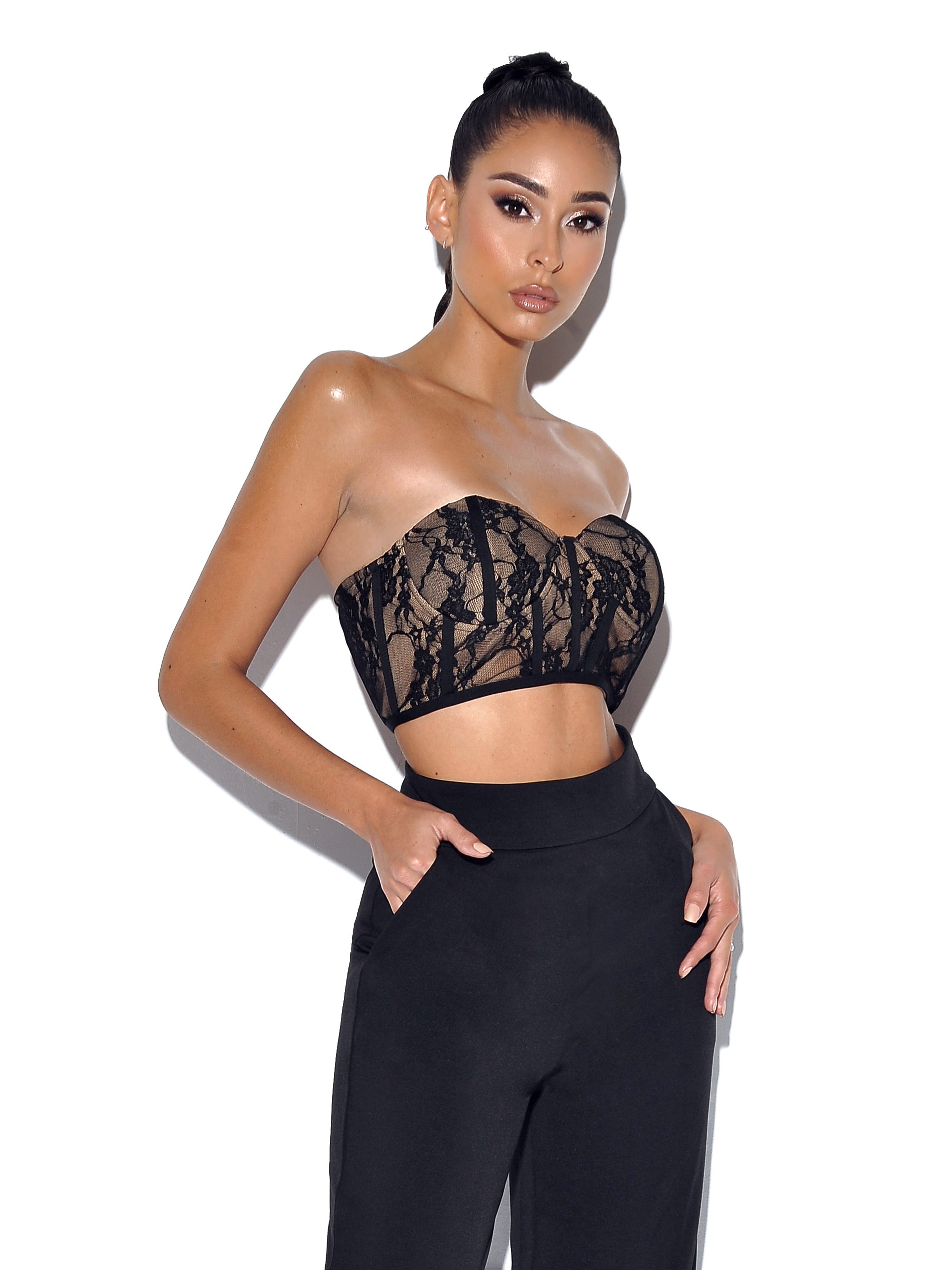 New Romantics Black Lace Corset Top