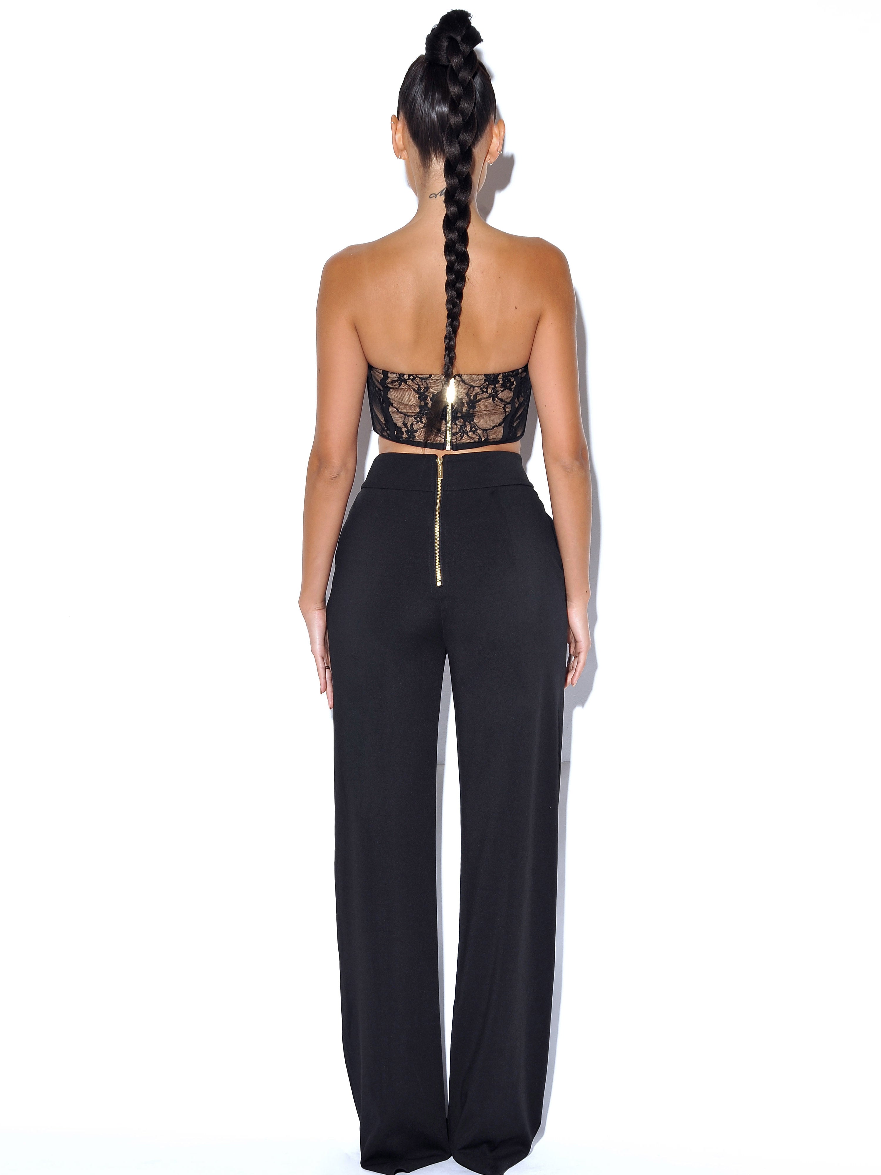 Never Enough Black Stretch Crepe Wide Leg Trousers - Miss Circle