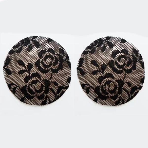 Black Lace Silicone Reusable Invisible Self-Adhesive Nipple Covers - Miss Circle